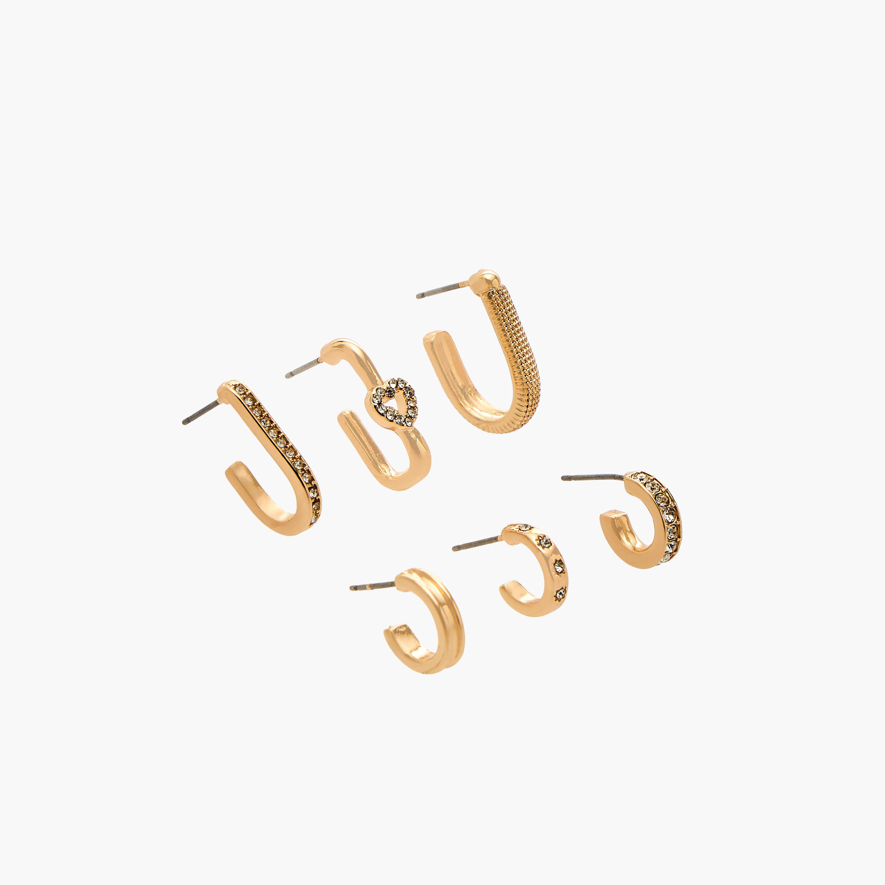 Flora Bella Pack of 6 Metallic Hoop Earrings with Pushback Closure-women-watchesandjewellery-jewellery-earrings-image-2