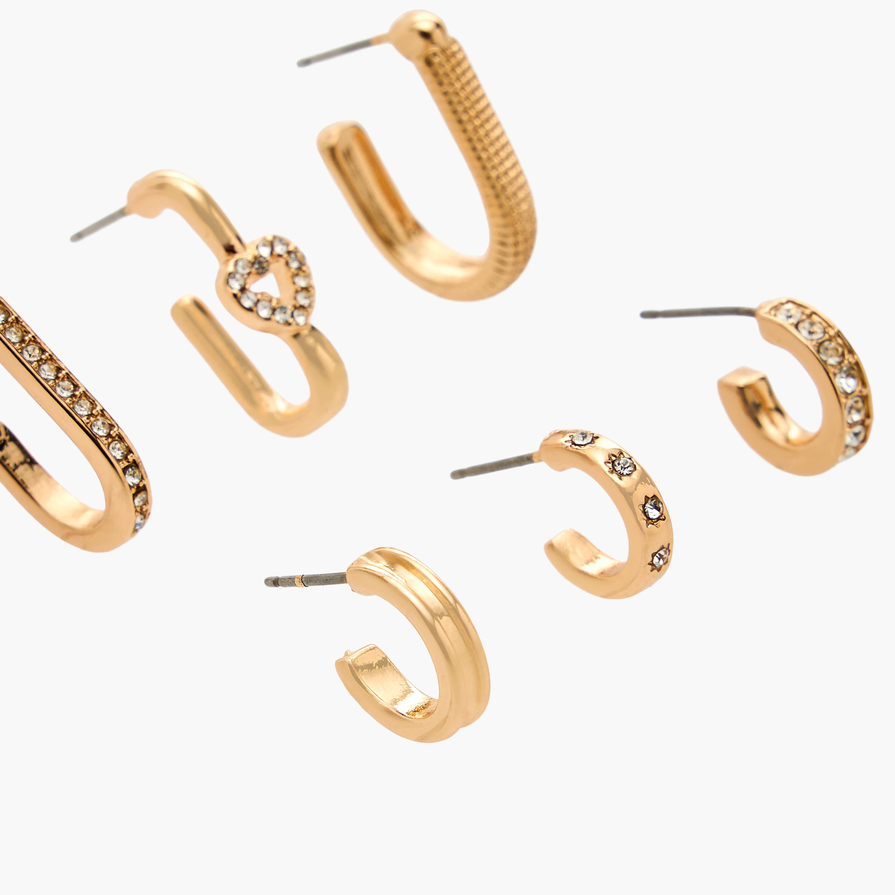 Flora Bella Pack of 6 Metallic Hoop Earrings with Pushback Closure-women-watchesandjewellery-jewellery-earrings-image-3