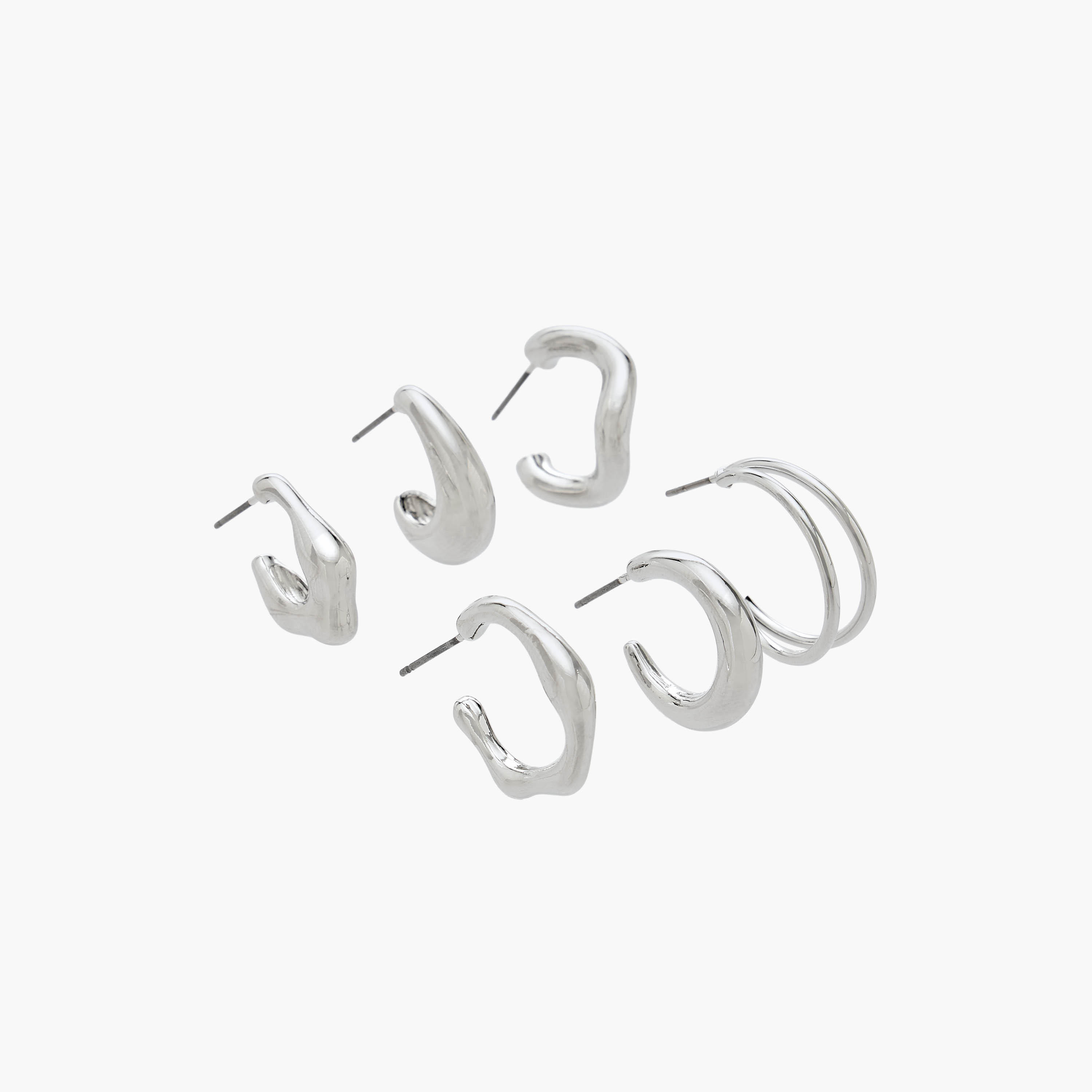 طقم حلقان طوق بلون ذهبي بمكبس إغلاق خلفي 6 قطع من فلورا بيلا-women-watchesandjewellery-jewellery-earrings-image-2