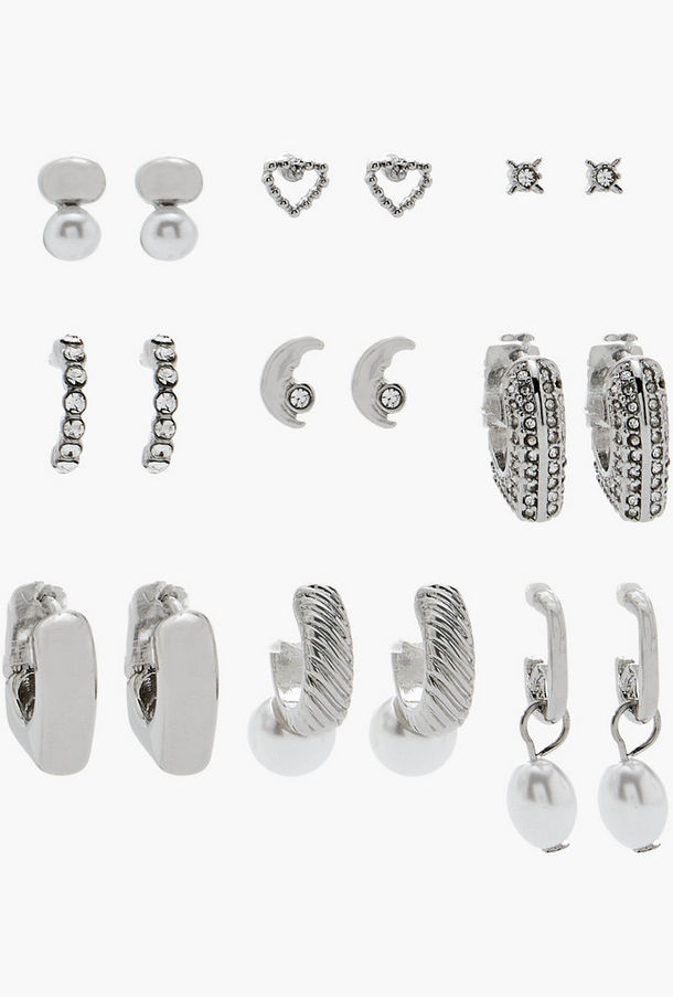 Flora Bella Pack of 9 Gold Tone Assorted Earrings-women-image-1