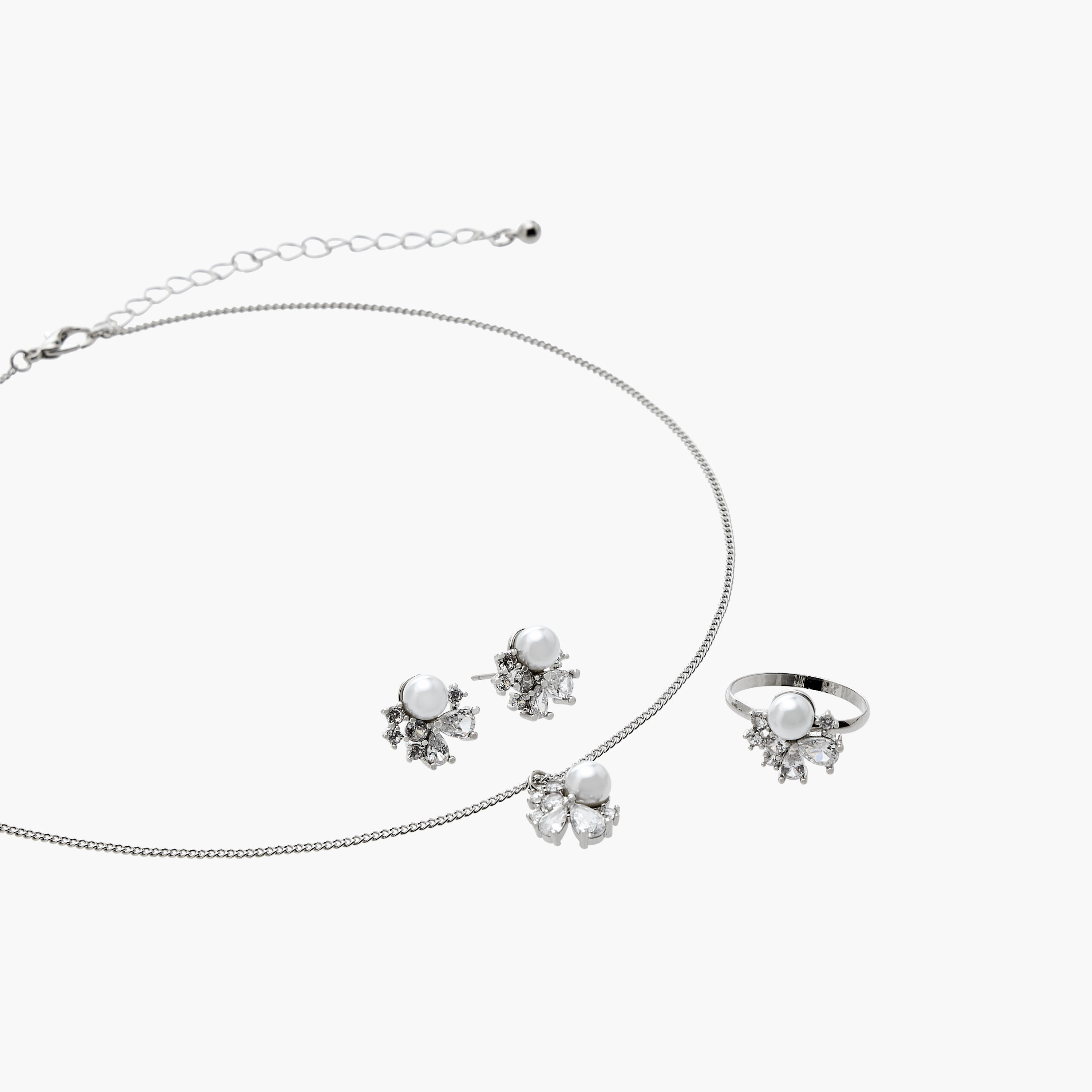 Flora Bella Set of 3 Embellished Metal Necklace, Earrings and Ring-women-watchesandjewellery-jewellery-jewellerysets-image-3