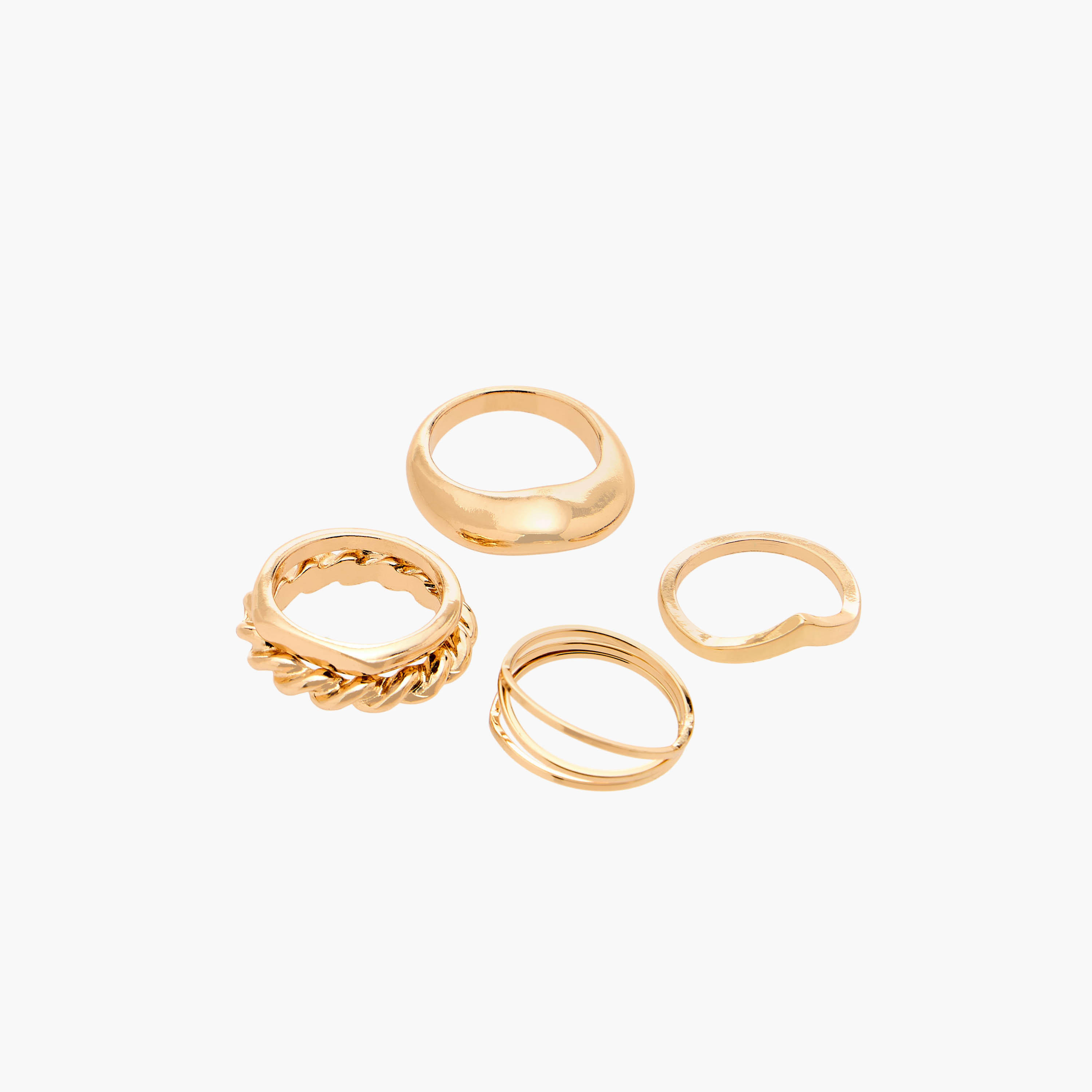 Flora Bella Gold Tone Ring with Chunky Design - Set of 5-women-watchesandjewellery-jewellery-rings-image-2