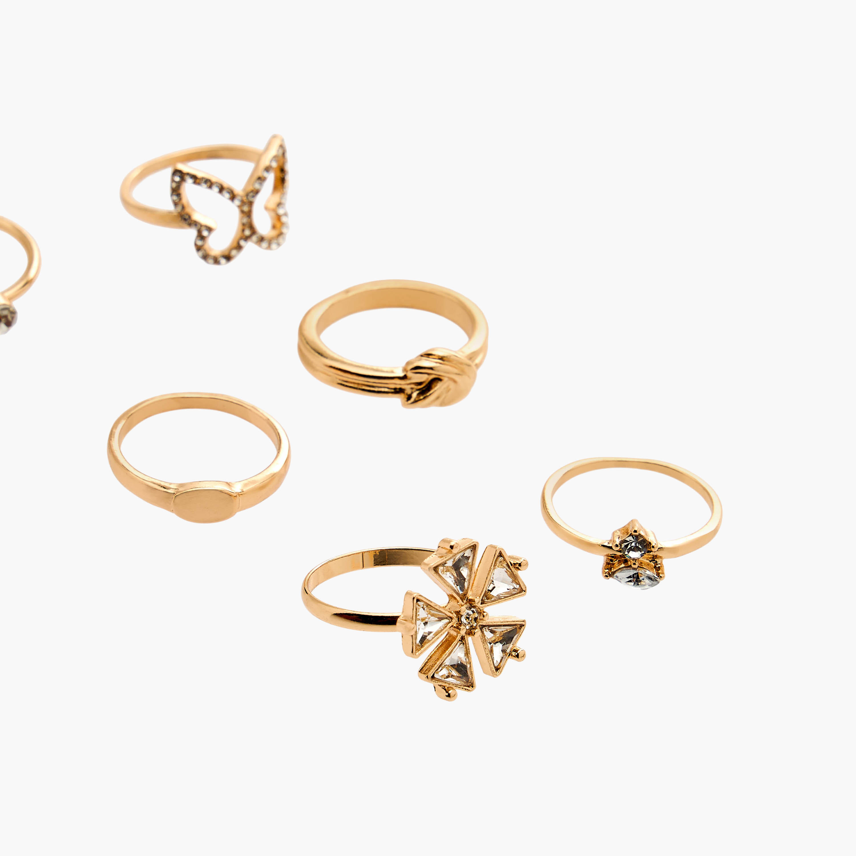 خواتم معدنية متنوعة من فلورا بيلا - طقم 6 قطع-women-watchesandjewellery-jewellery-rings-image-2
