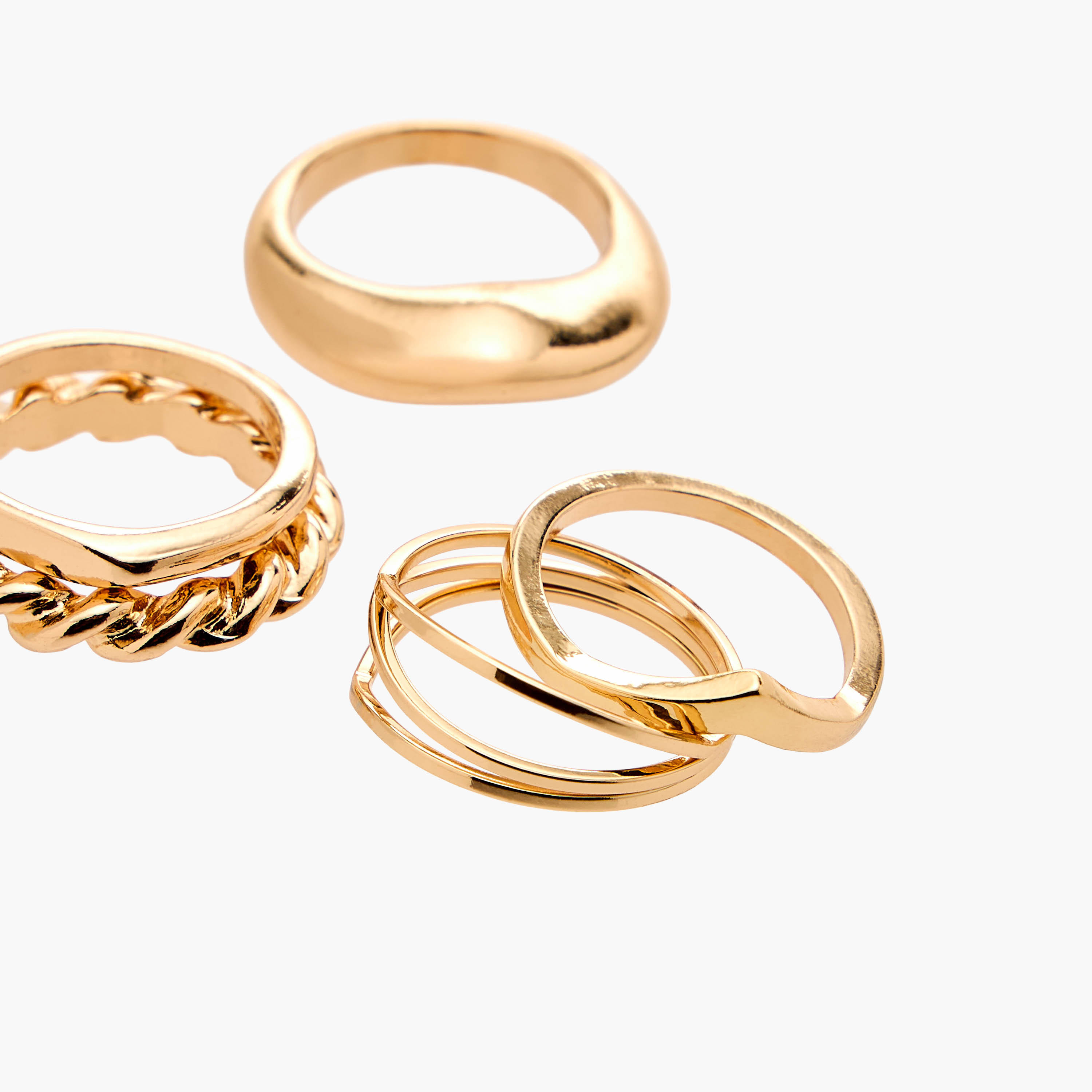 Flora Bella Gold Tone Ring with Chunky Design - Set of 5-women-watchesandjewellery-jewellery-rings-image-3