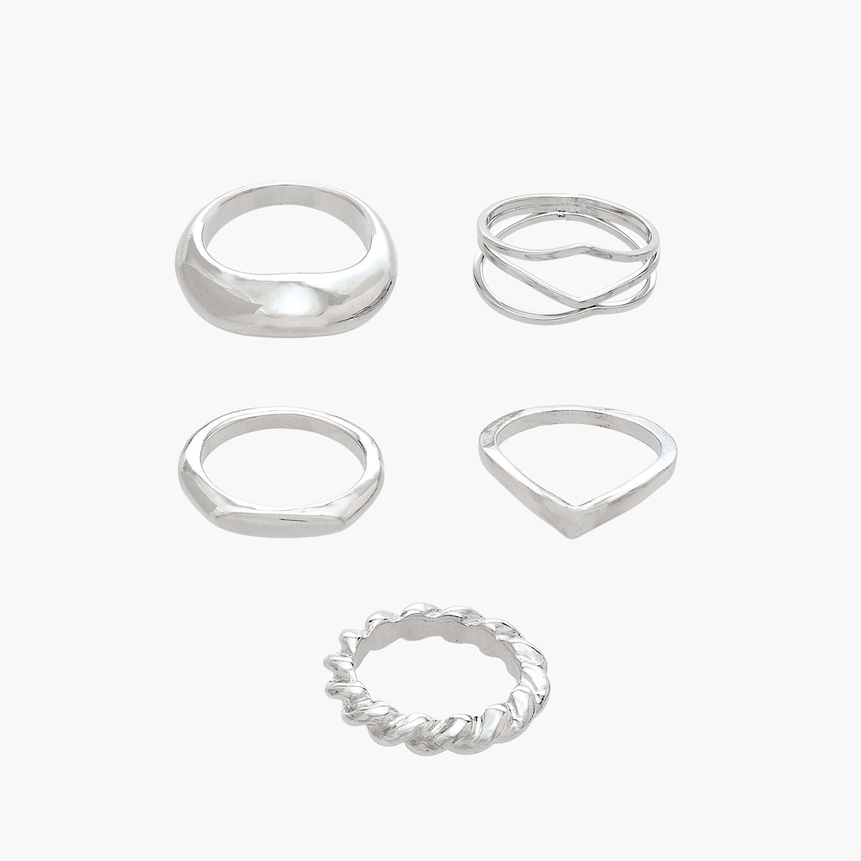 Flora Bella Gold Tone Ring with Chunky Design - Set of 5-women-watchesandjewellery-jewellery-rings-image-1