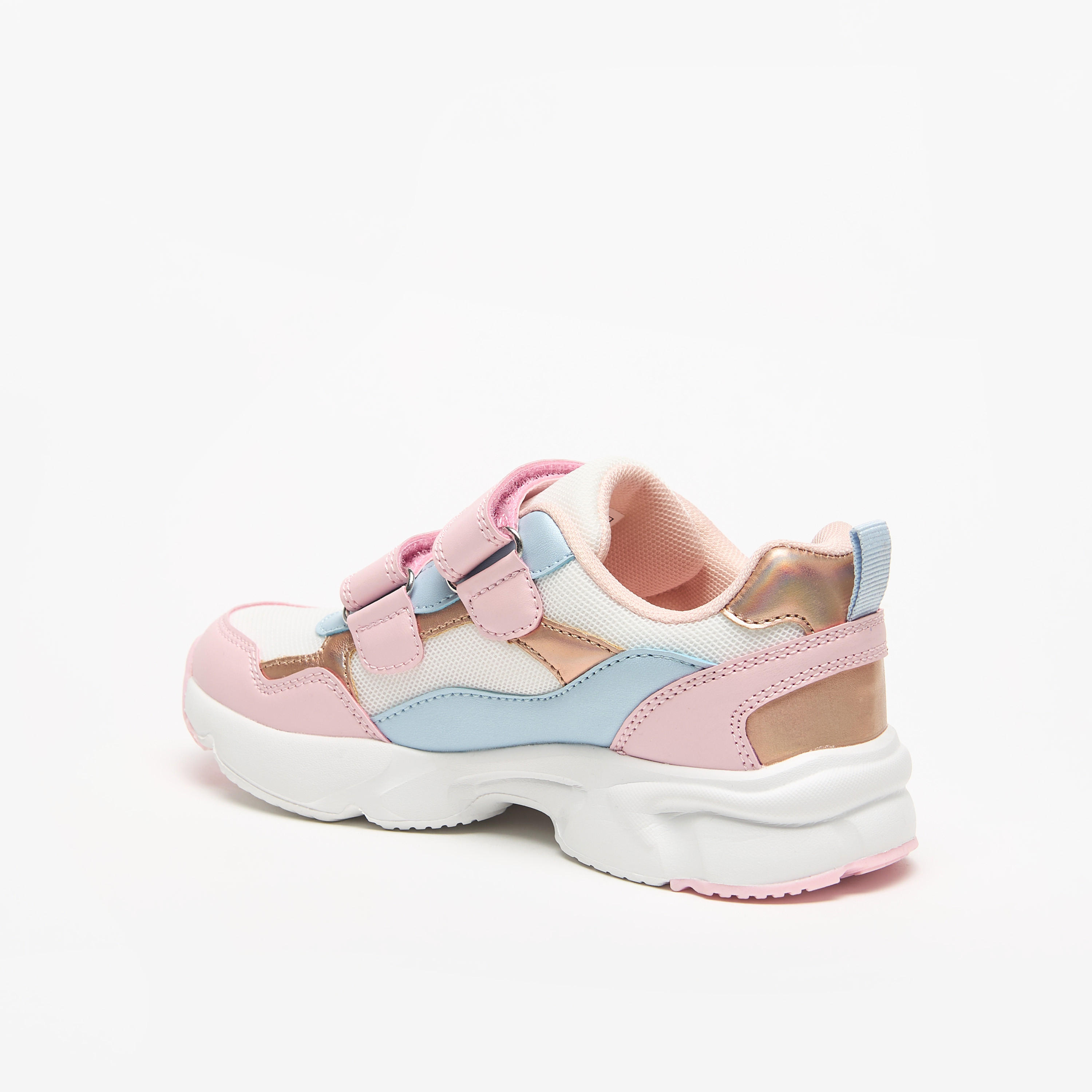 Little Missy Panelled Lightweight Ankle Sneakers with Hook and Loop Closure-girls-shoes-sneakers-image-2