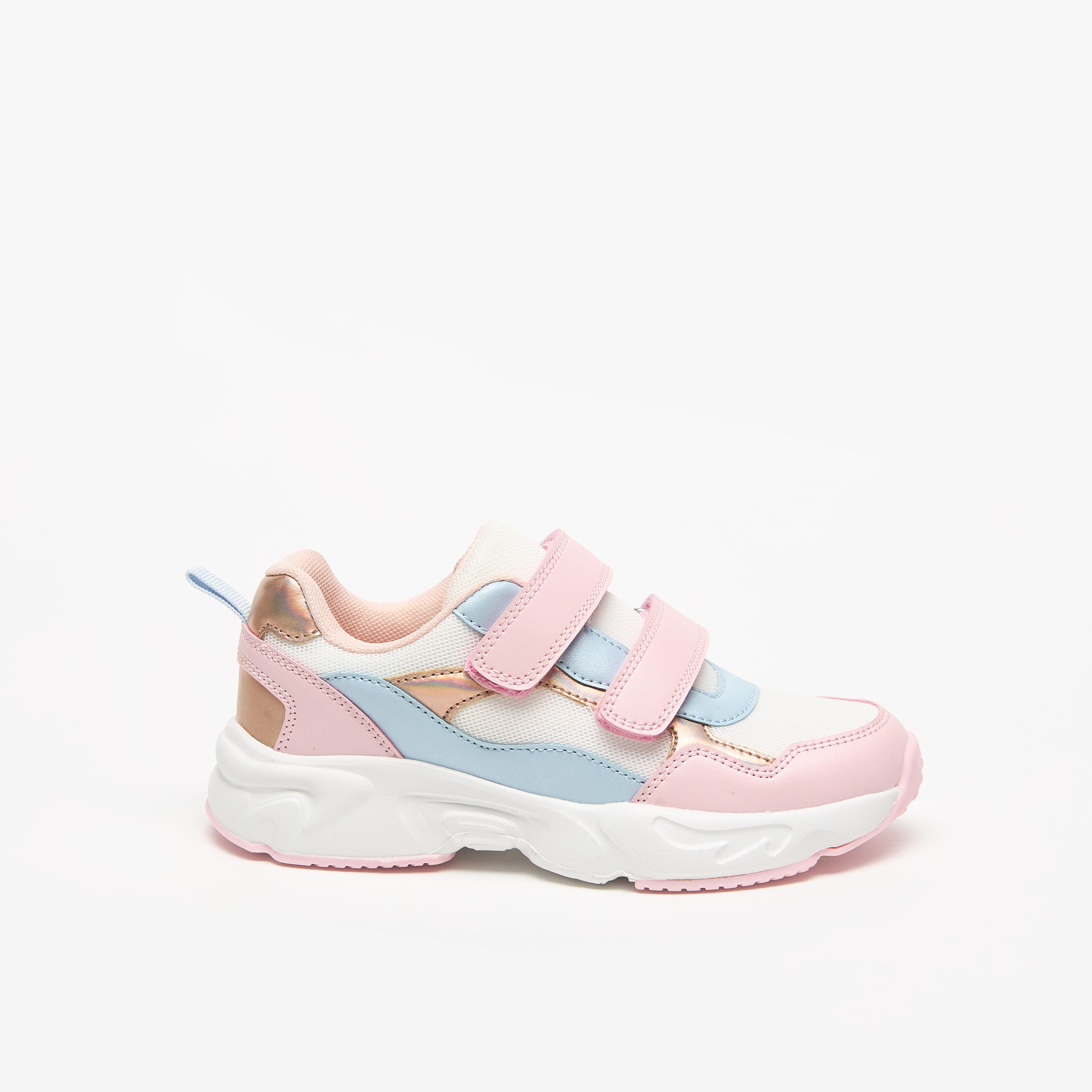 Little Missy Panelled Lightweight Ankle Sneakers with Hook and Loop Closure-girls-shoes-sneakers-image-3