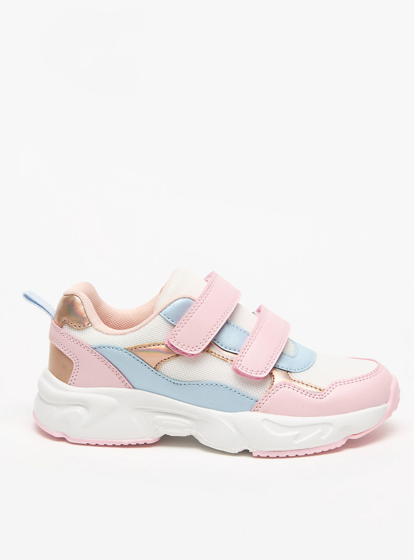 Little Missy Panelled Lightweight Ankle Sneakers with Hook and Loop Closure-girls-shoes-sneakers-image-3