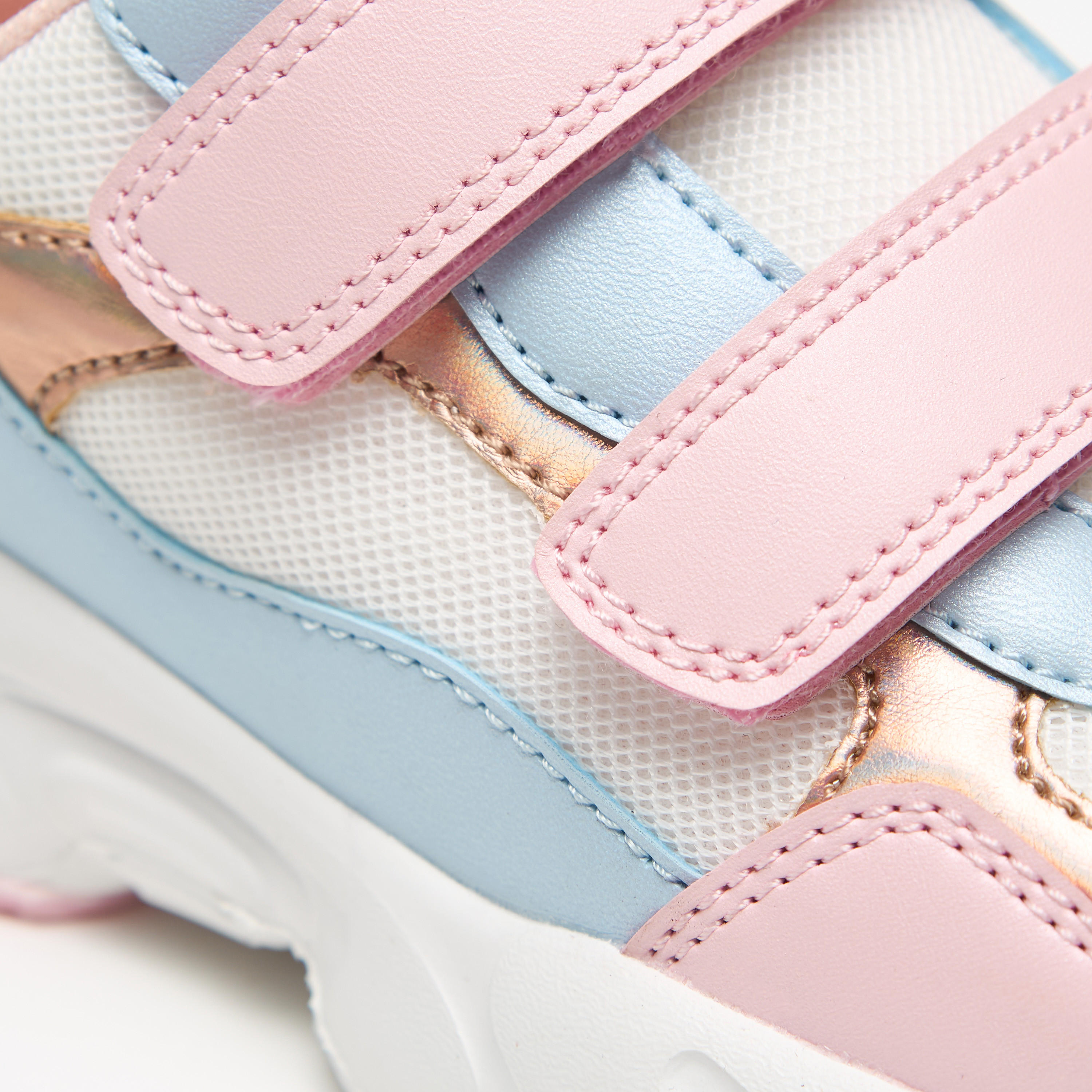 Little Missy Panelled Lightweight Ankle Sneakers with Hook and Loop Closure-girls-shoes-sneakers-image-4