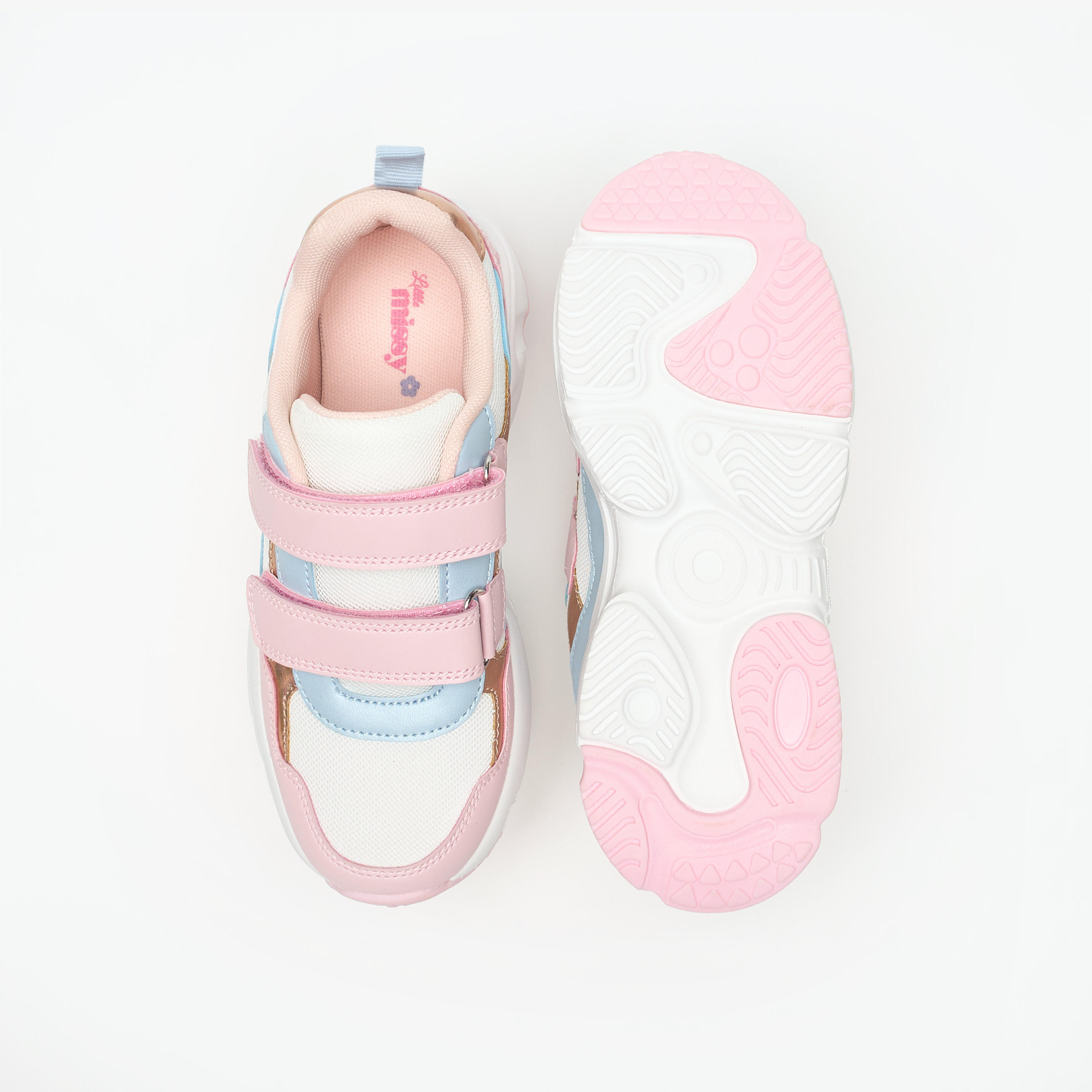 Little Missy Panelled Lightweight Ankle Sneakers with Hook and Loop Closure-girls-shoes-sneakers-image-5