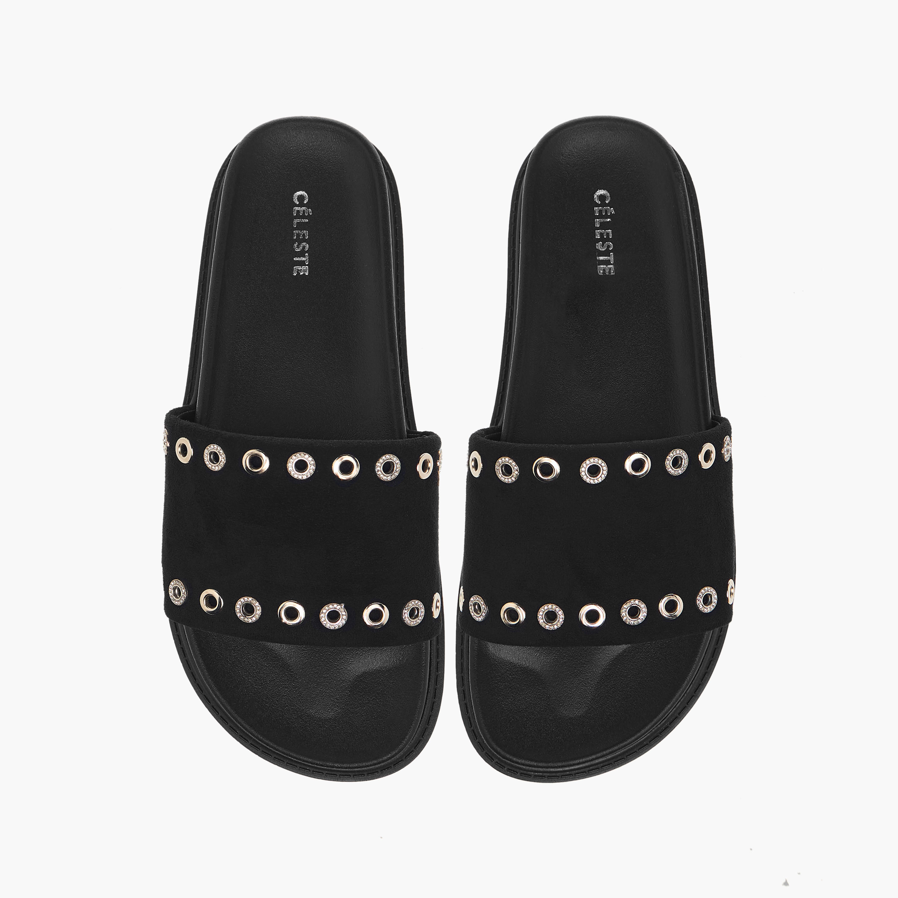 Celeste Women's Eyelet Detail Slip-On Flat Sandals-women-shoes-flats-sandals-image-1