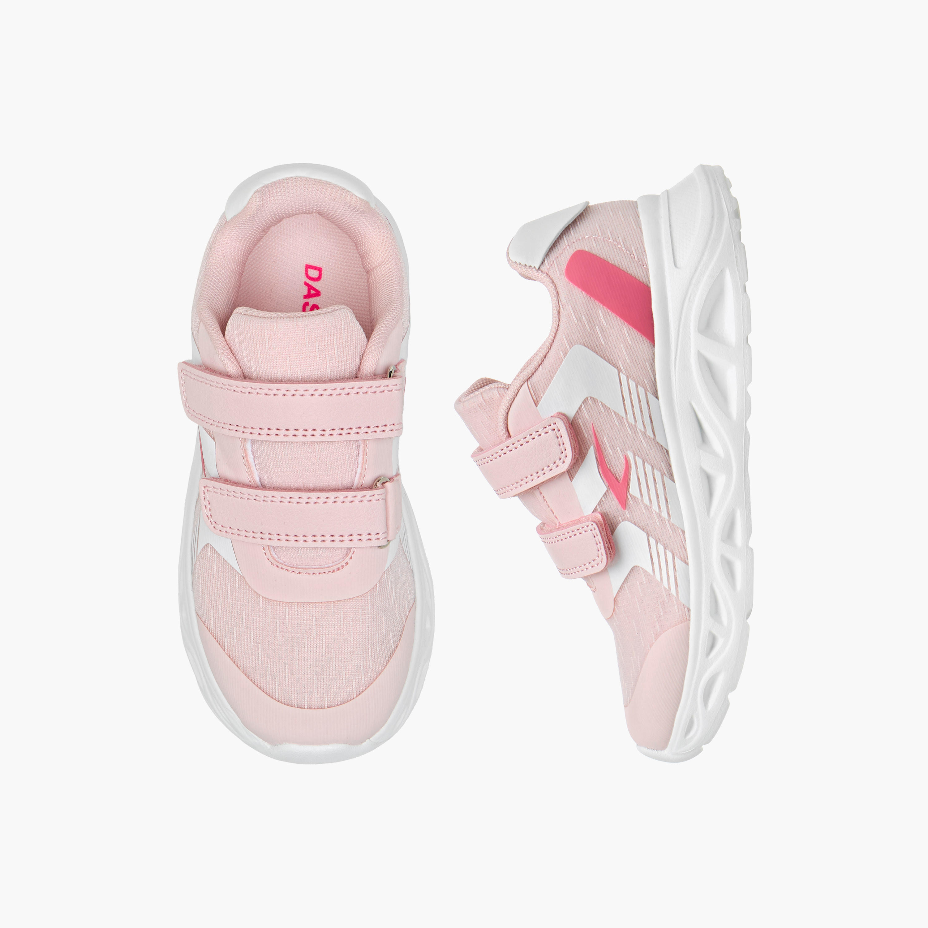 Dash Girls Panelled Hook & Loop Walking Shoes-girls-shoes-sports-image-1