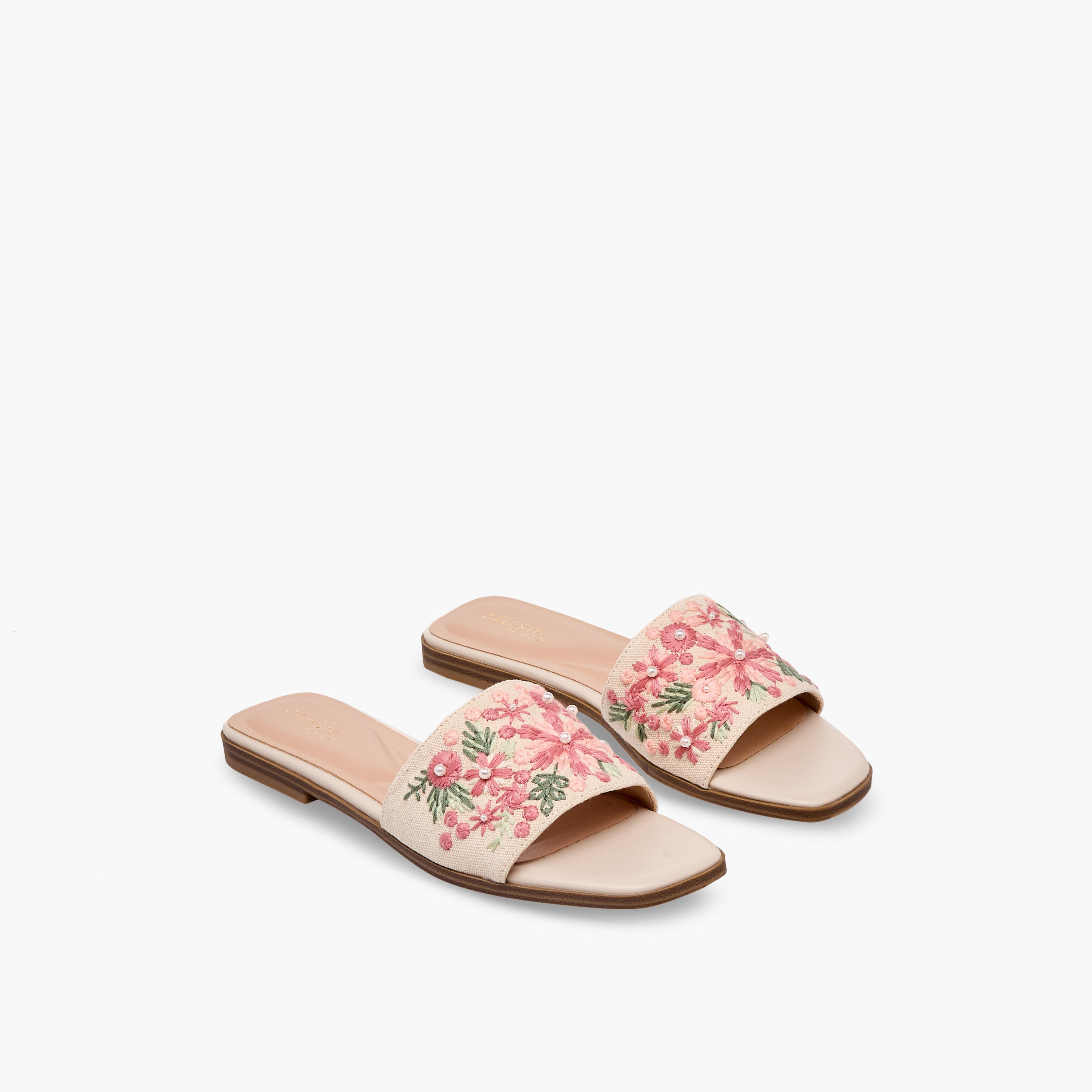 Celeste Women Embroidered Slide Sandals-women-shoes-sandals-flats-image-1