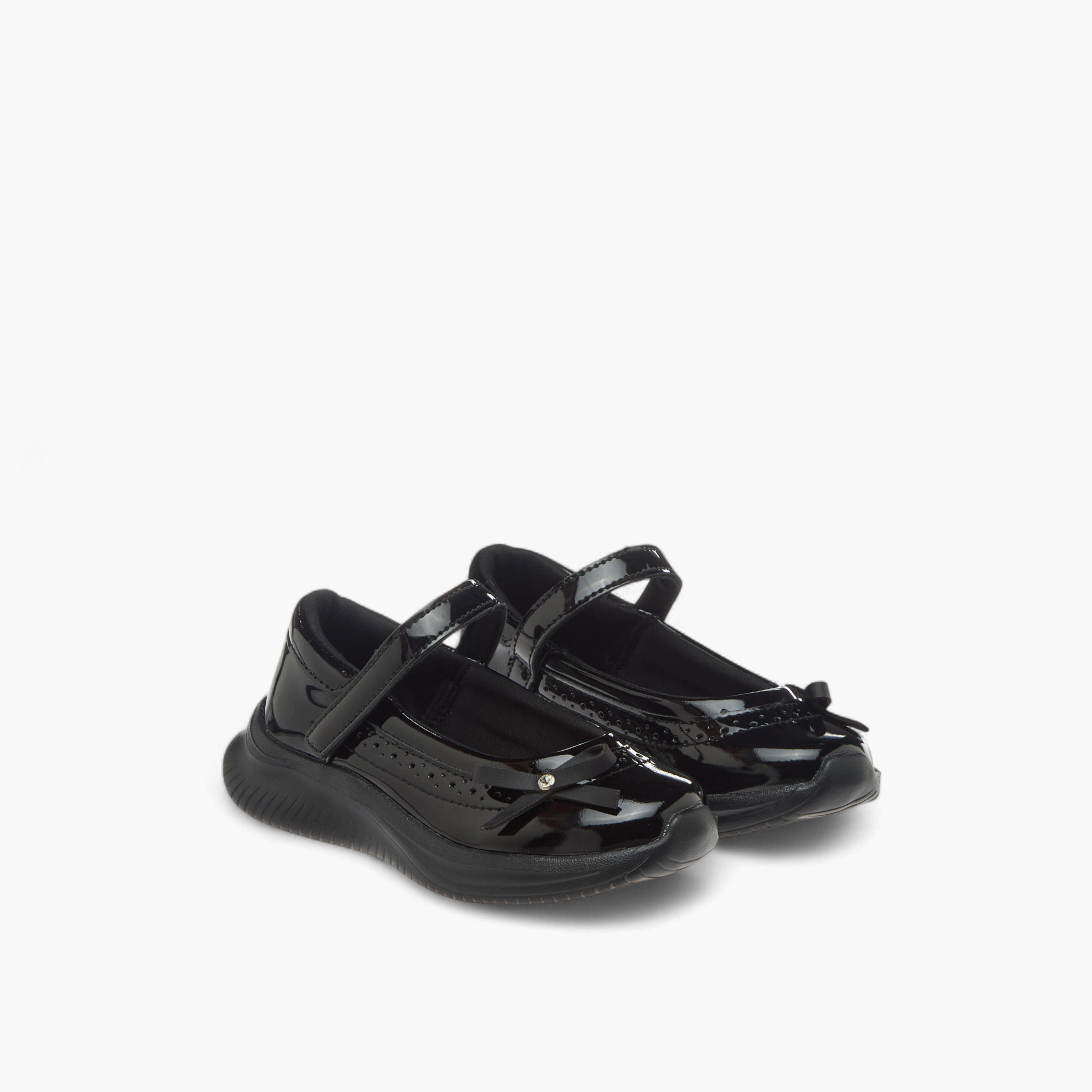 Dash Bow Accent School Shoes with Hook and Loop Closure-girls-shoes-schoolshoes-image-1