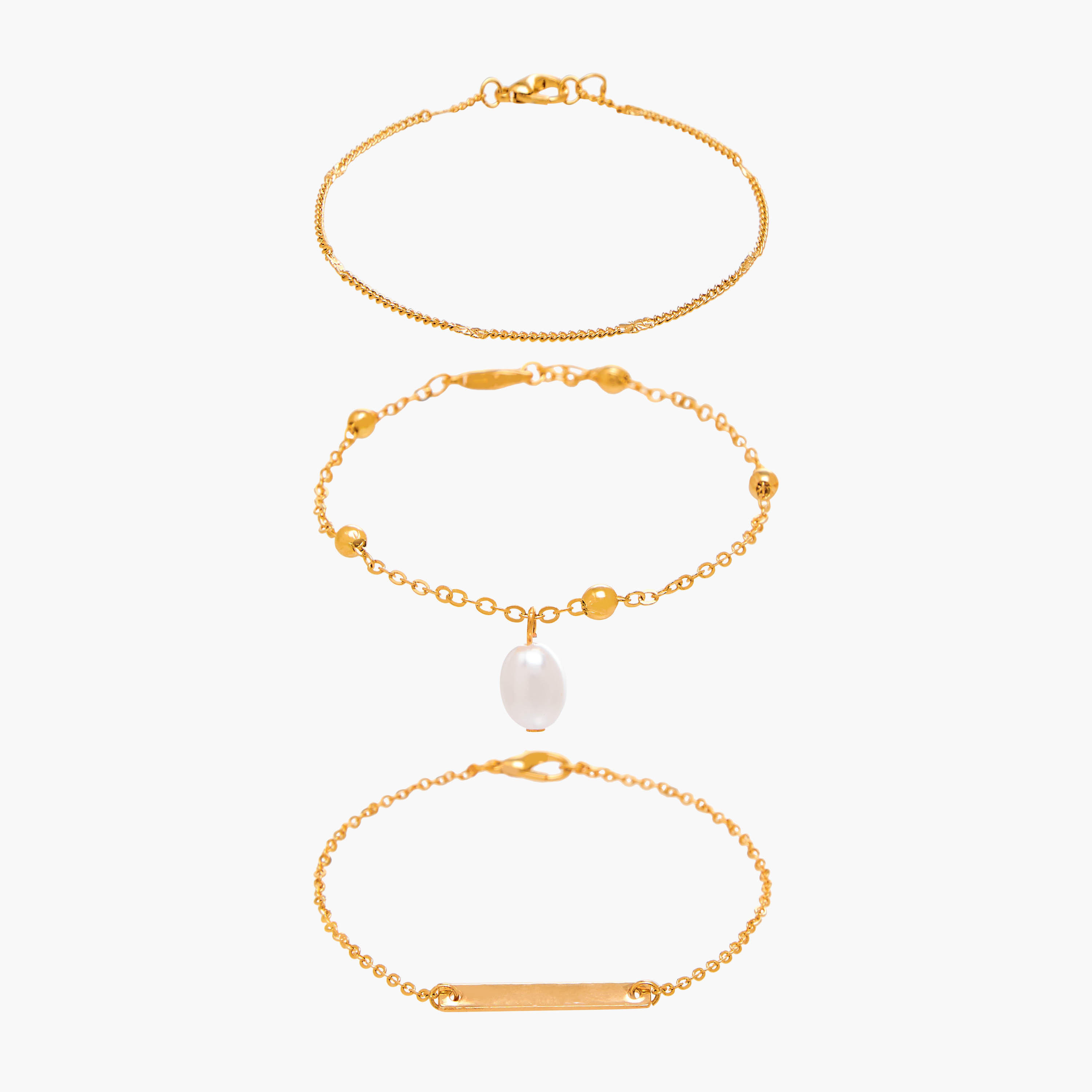 طقم أساور ميتاليك بتصميم سلسلة 3 قطع من فلورا بيلا-women-watchesandjewellery-jewellery-banglesandbracelets-image-10