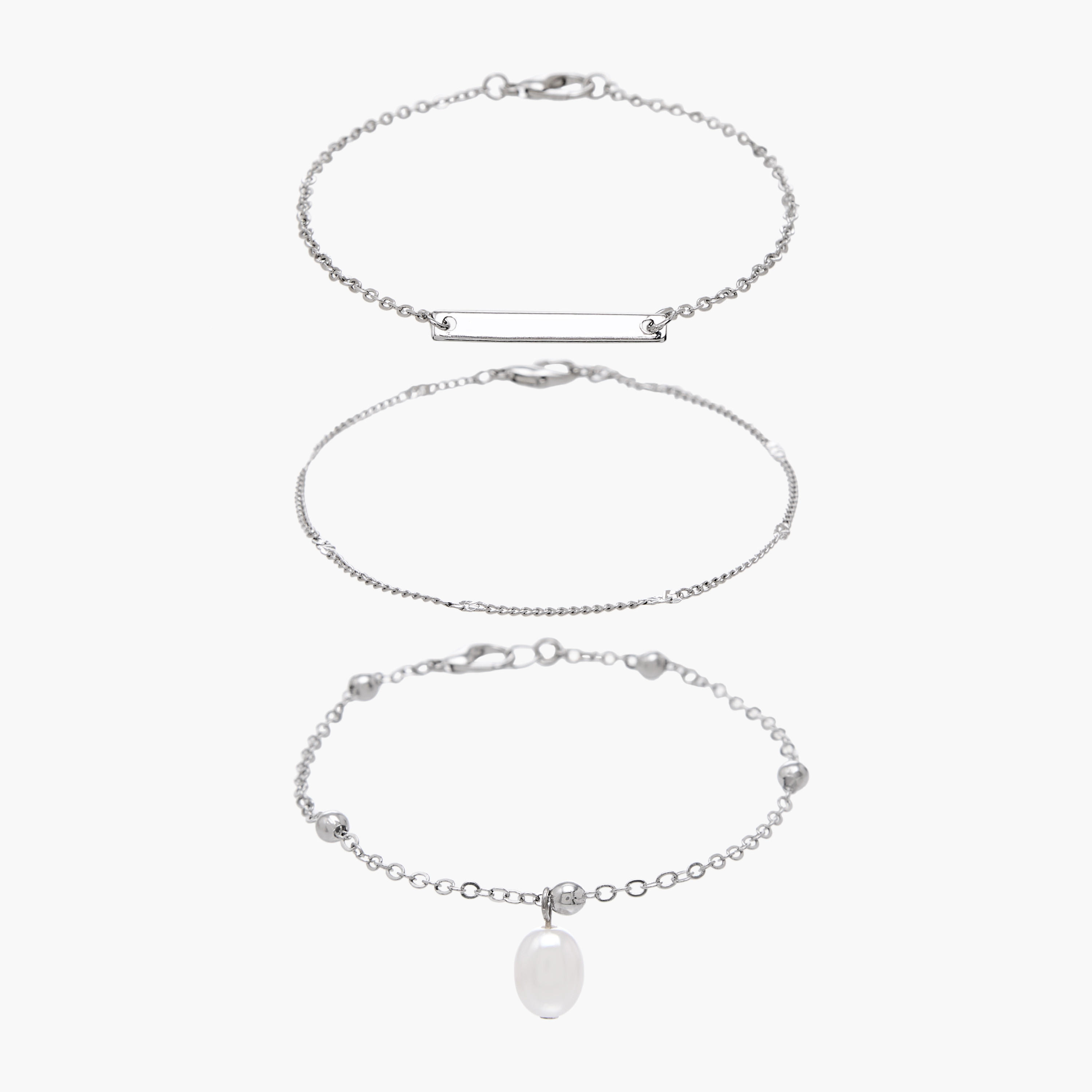 Flora Bella Pack of 3 Metallic Chain Style Bracelet-women-watchesandjewellery-jewellery-banglesandbracelets-image-1