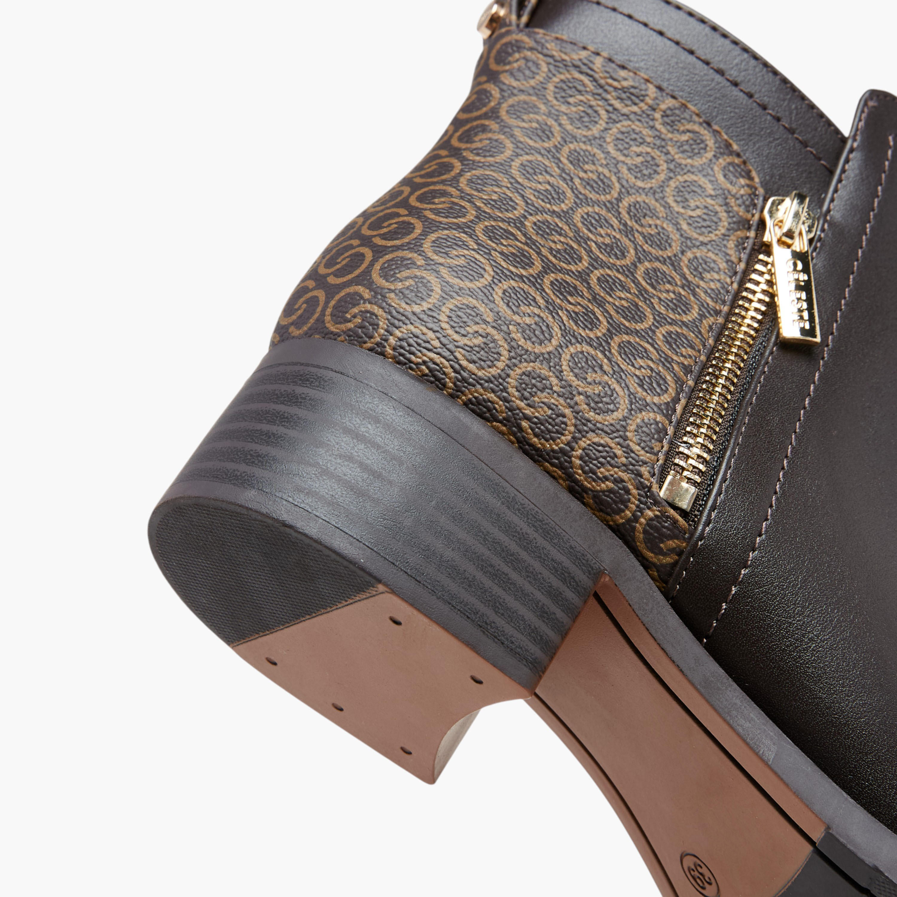 Celeste Women's Monogram Print Ankle Boots with Zip Closure-women-shoes-boots-image-5