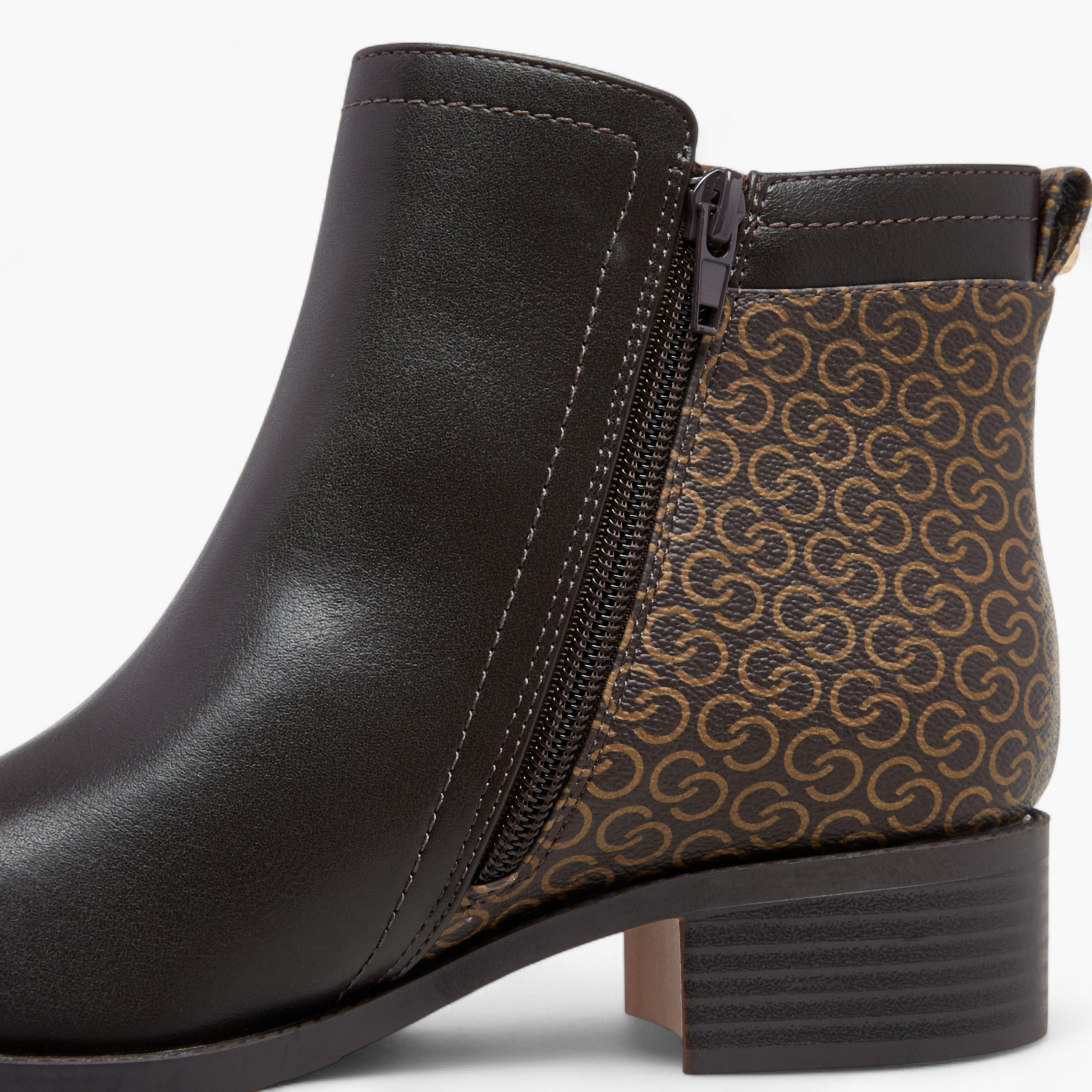 Celeste Women's Monogram Print Ankle Boots with Zip Closure-women-shoes-boots-image-6