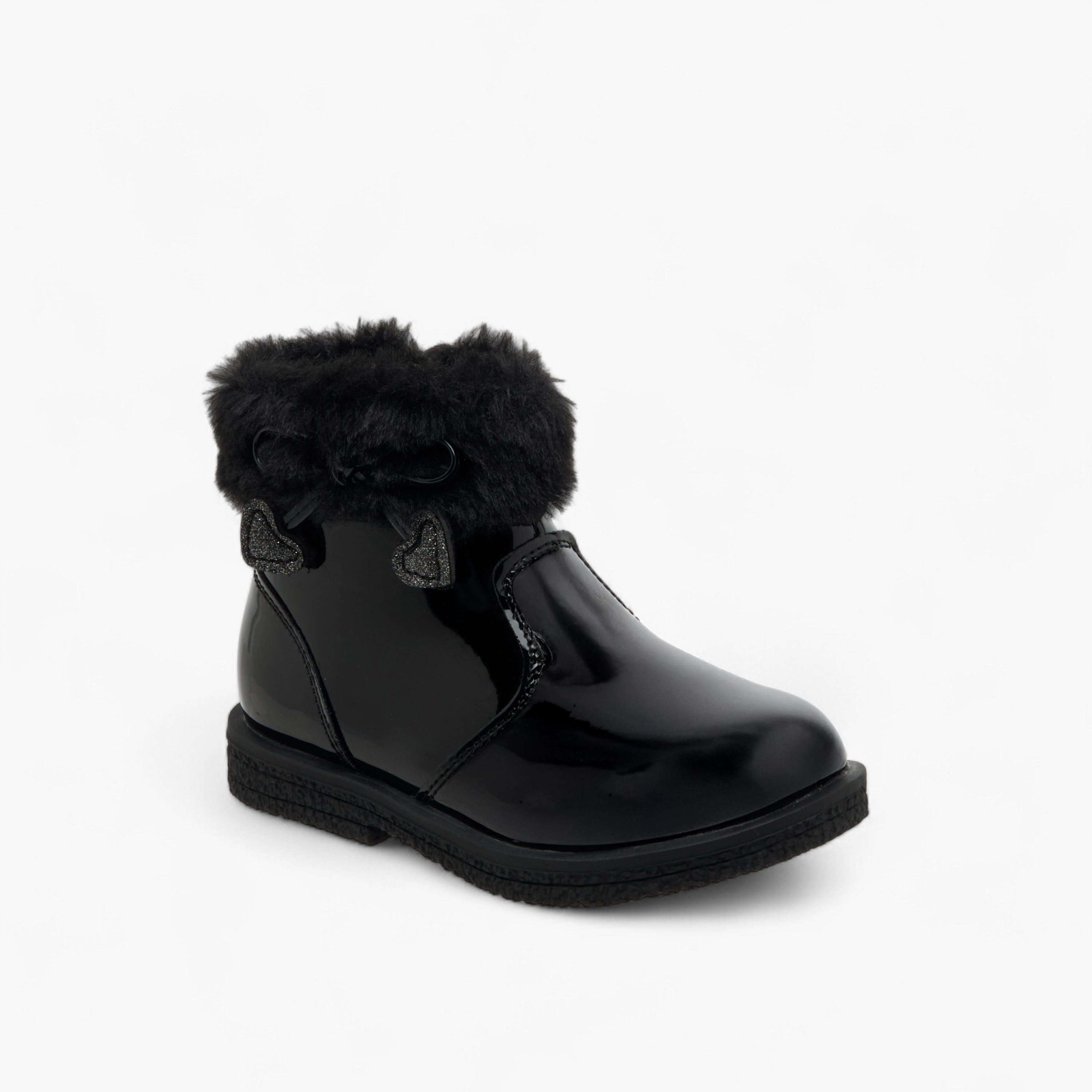 Flora Bella Girls Fur Accent Ankle Boots-girls-shoes-boots-image-2