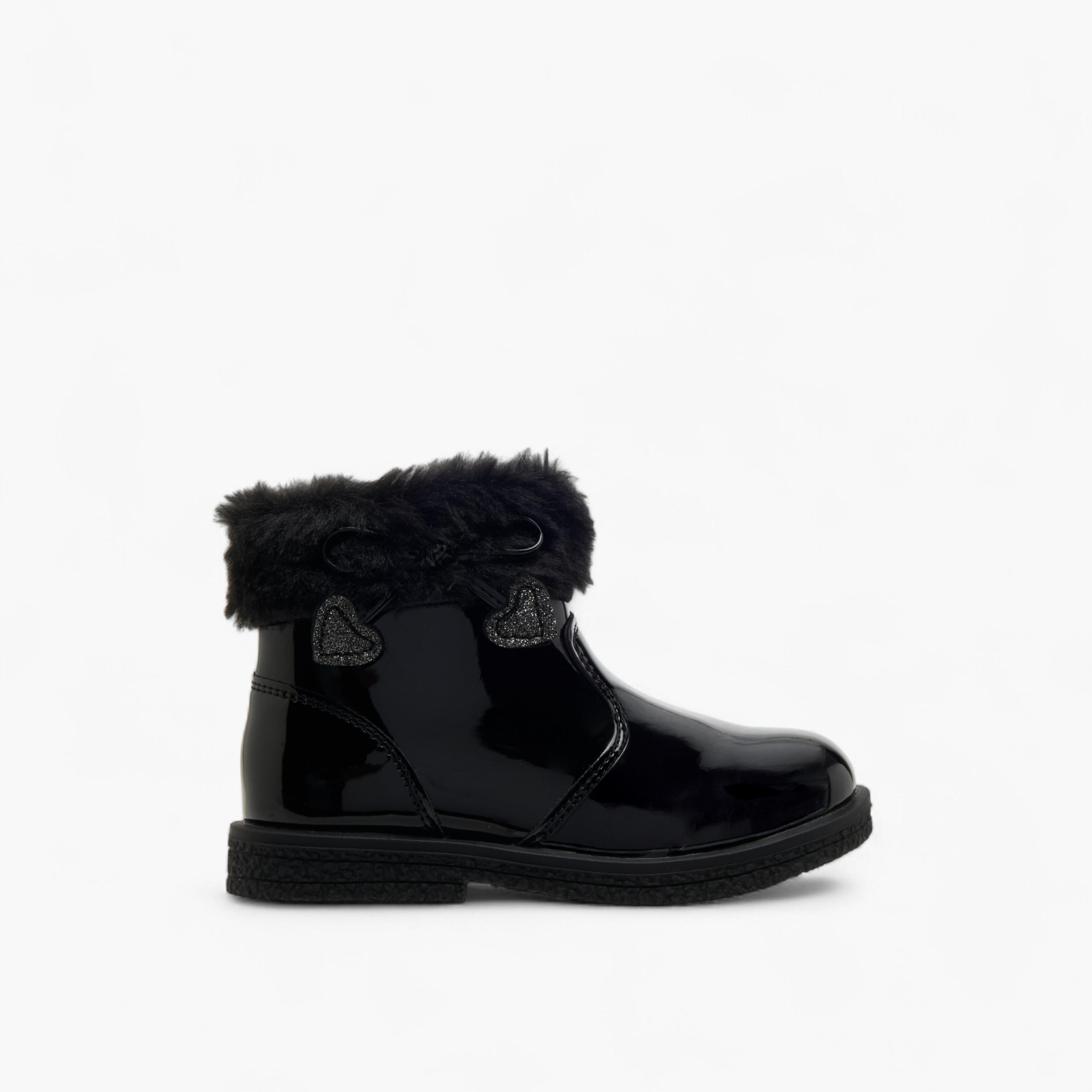 Flora Bella Girls Fur Accent Ankle Boots-girls-shoes-boots-image-3