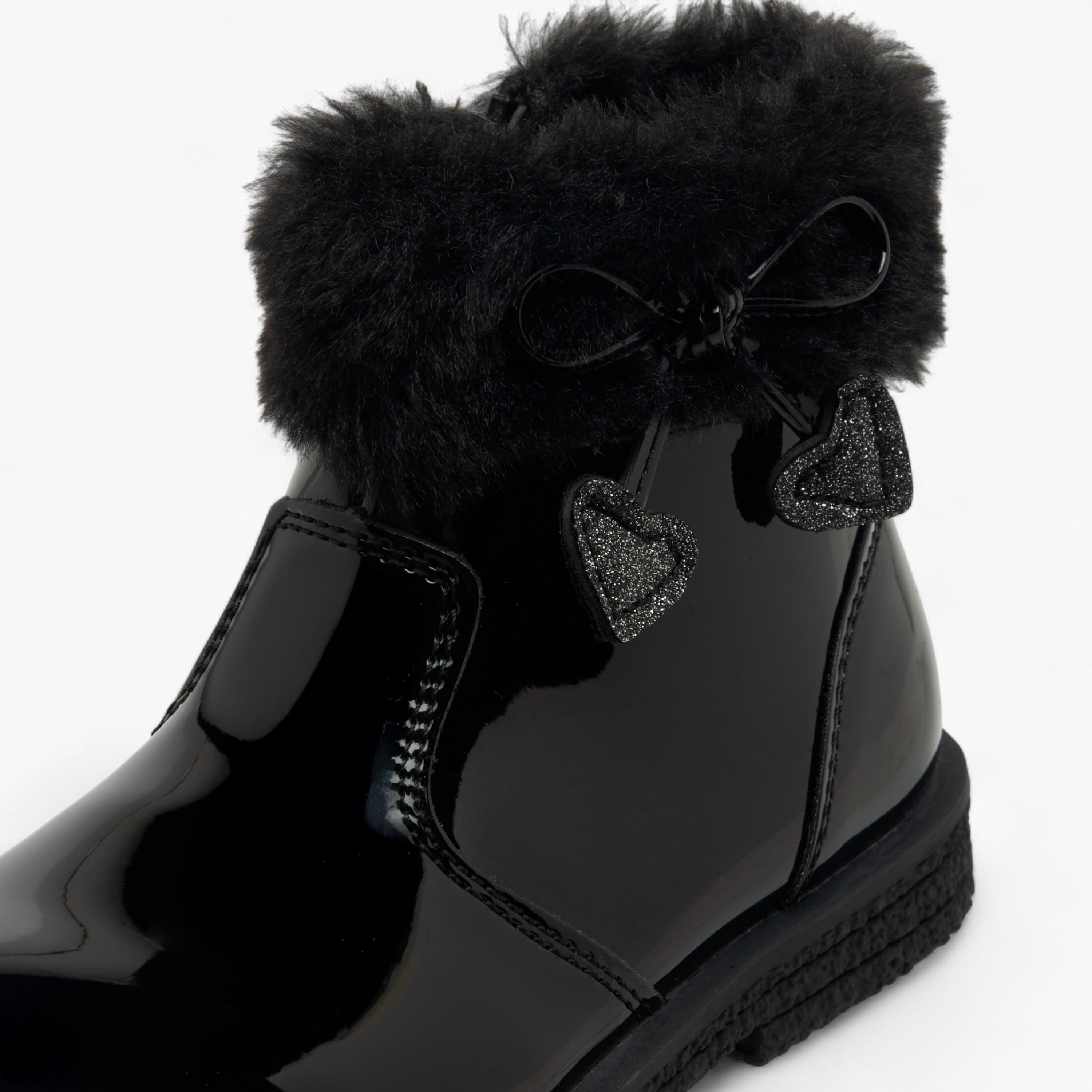 Flora Bella Girls Fur Accent Ankle Boots-girls-shoes-boots-image-4