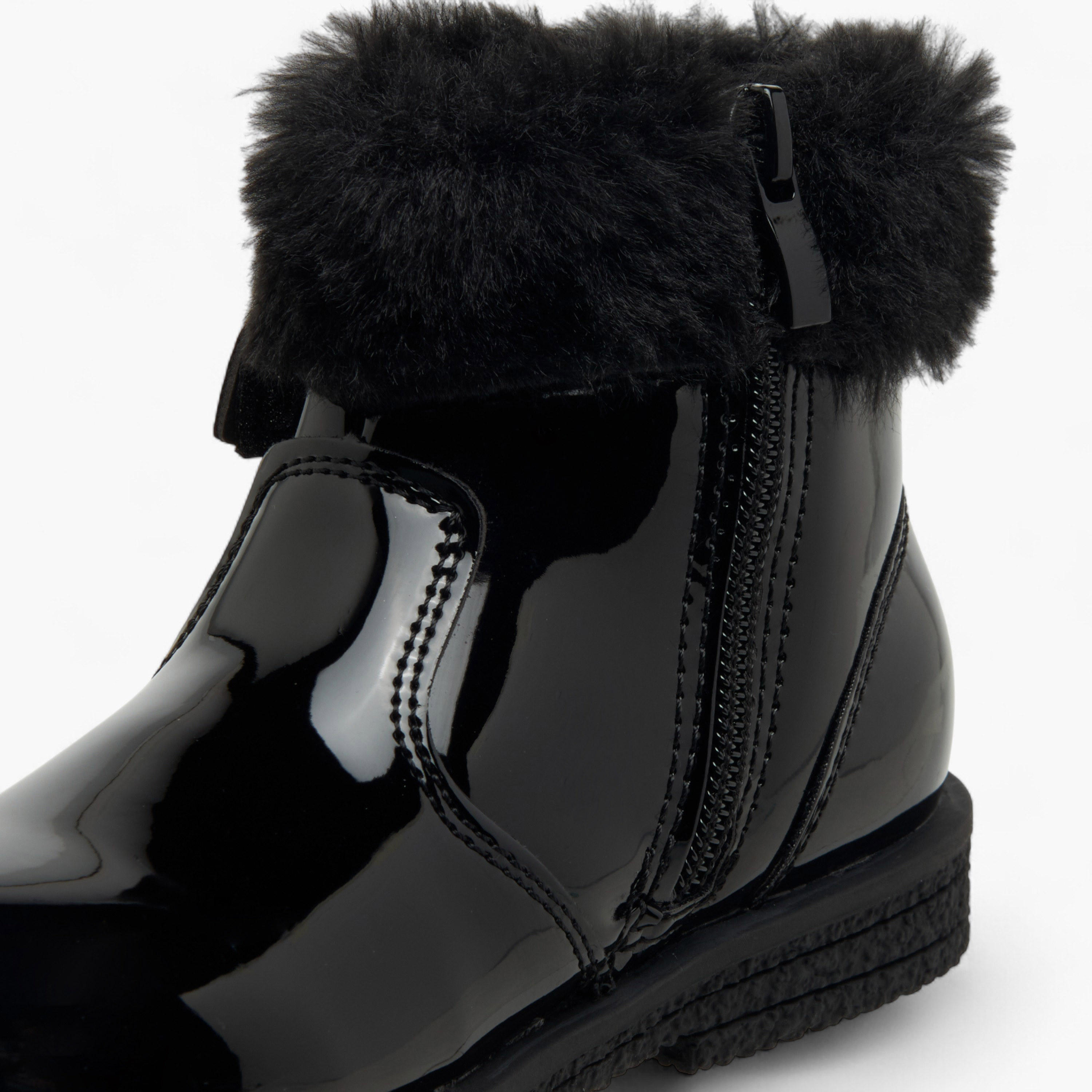 Flora Bella Girls Fur Accent Ankle Boots-girls-shoes-boots-image-5