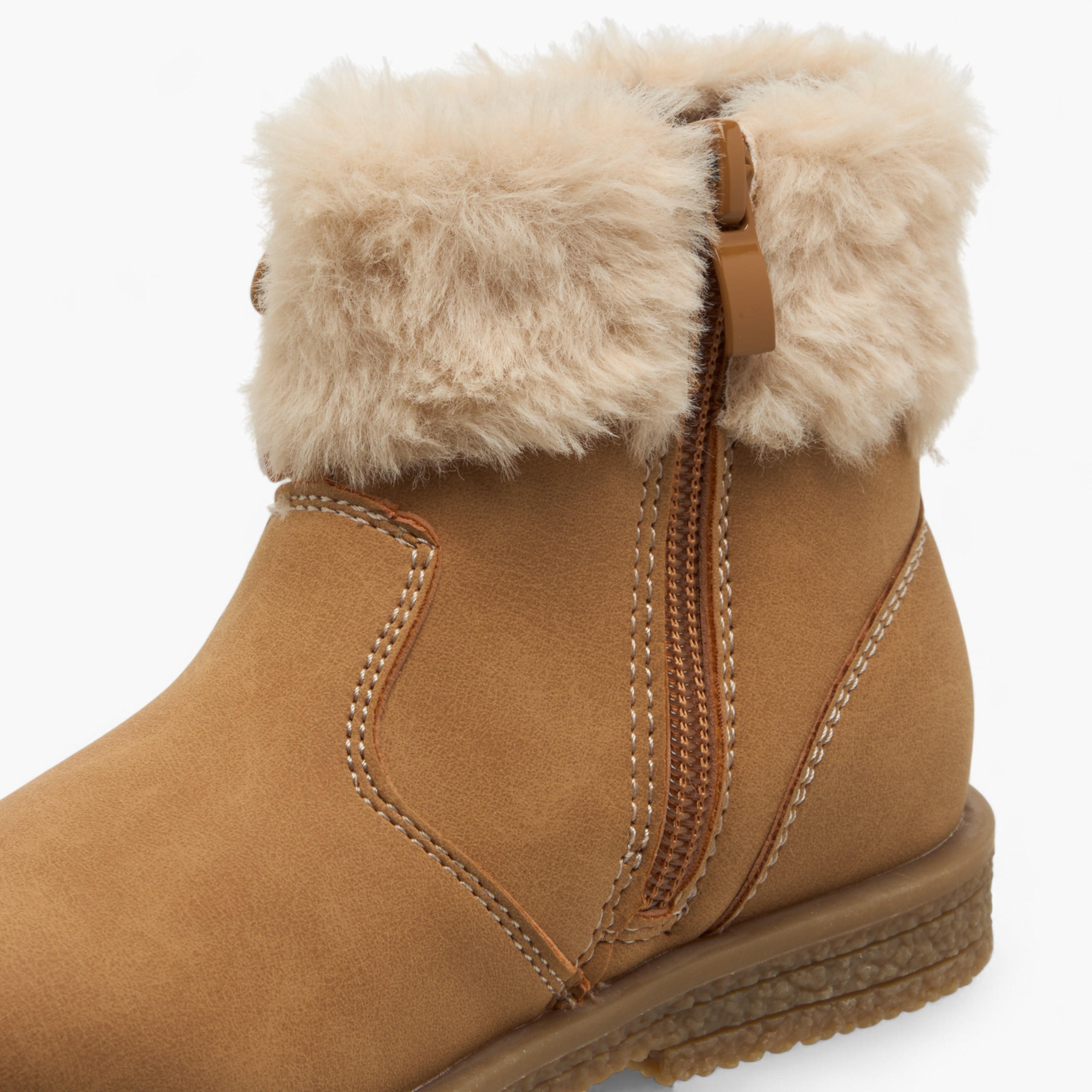 Flora Bella Girls Fur Accent Ankle Boots-girls-shoes-boots-image-5