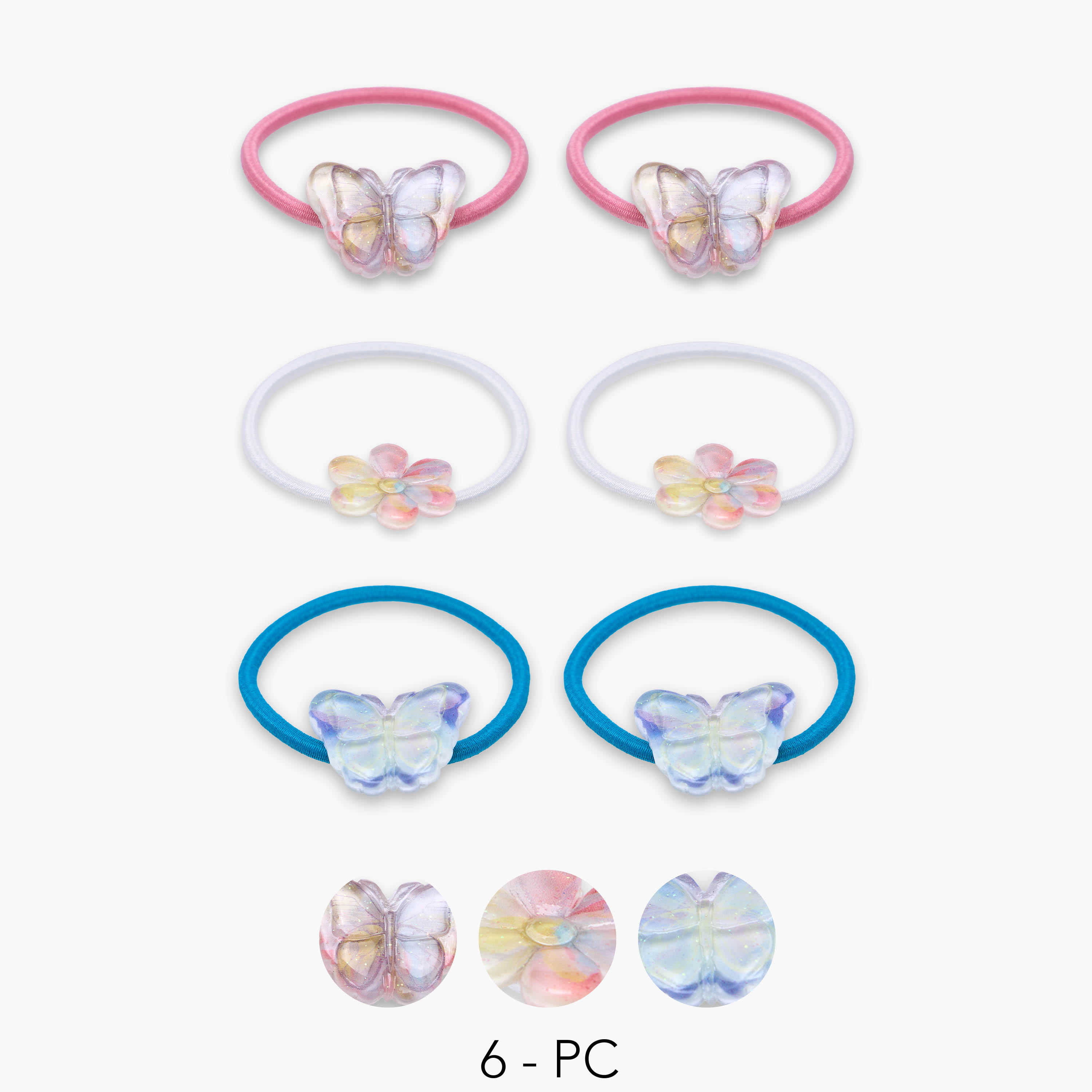 Flora Bella Applique Detail Hair Tie - Set of 6-girls-accessories-hairaccessories-image-1