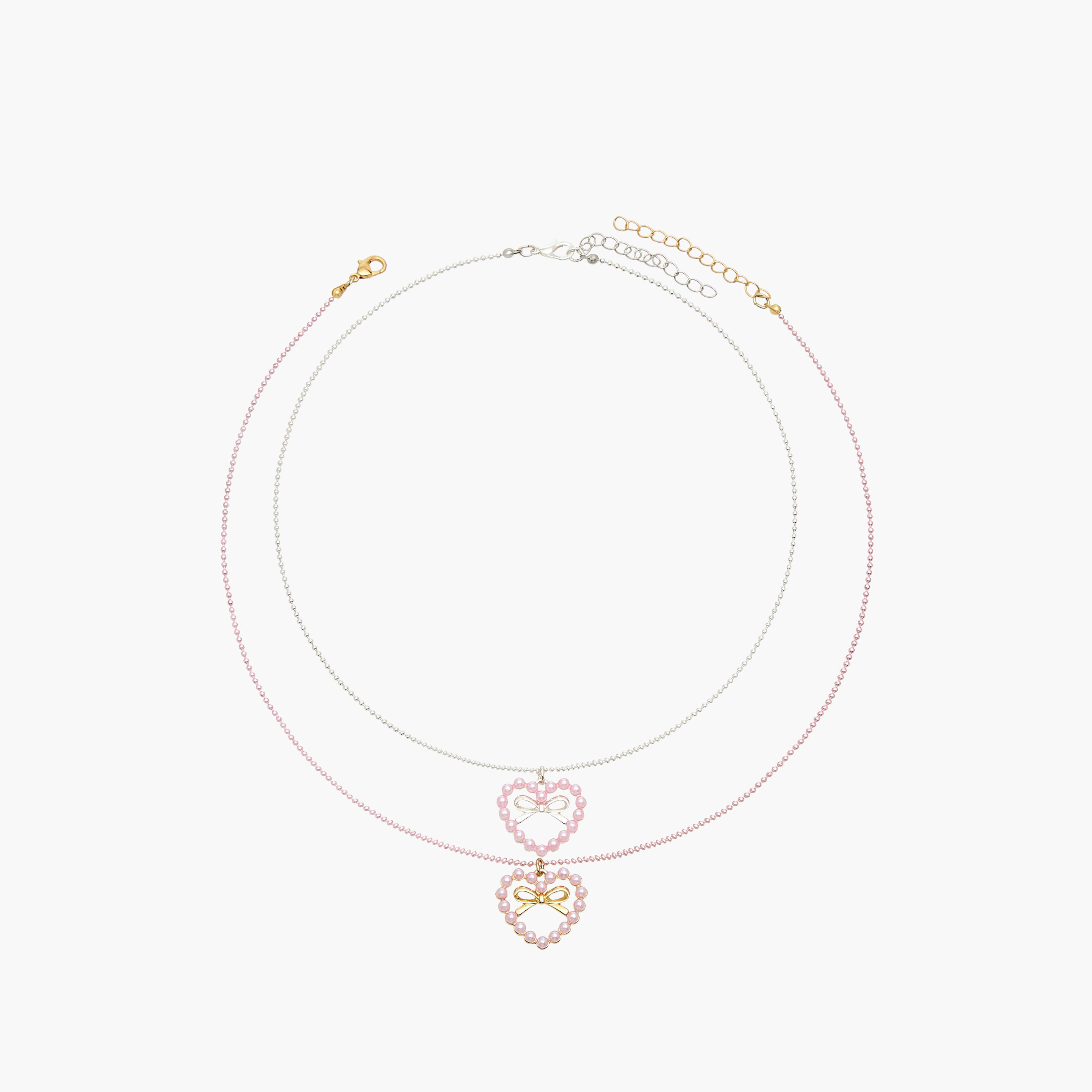 Flora Bella Beaded Heart Pendant Necklace - Set of 2-girls-accessories-jewellery-image-1
