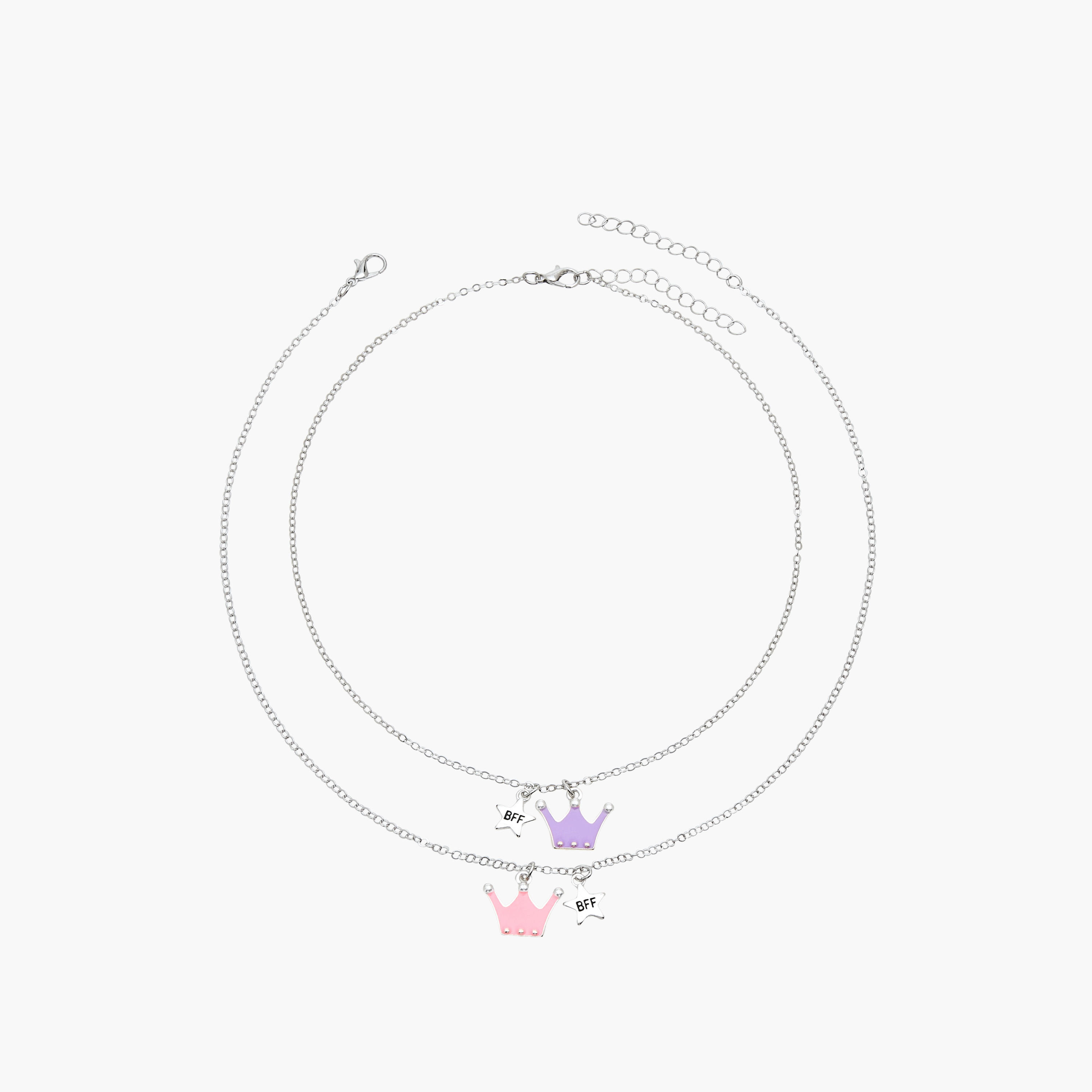 Flora Bella Crown Pendant BFF Necklace - Set of 2-girls-accessories-jewellery-image-1