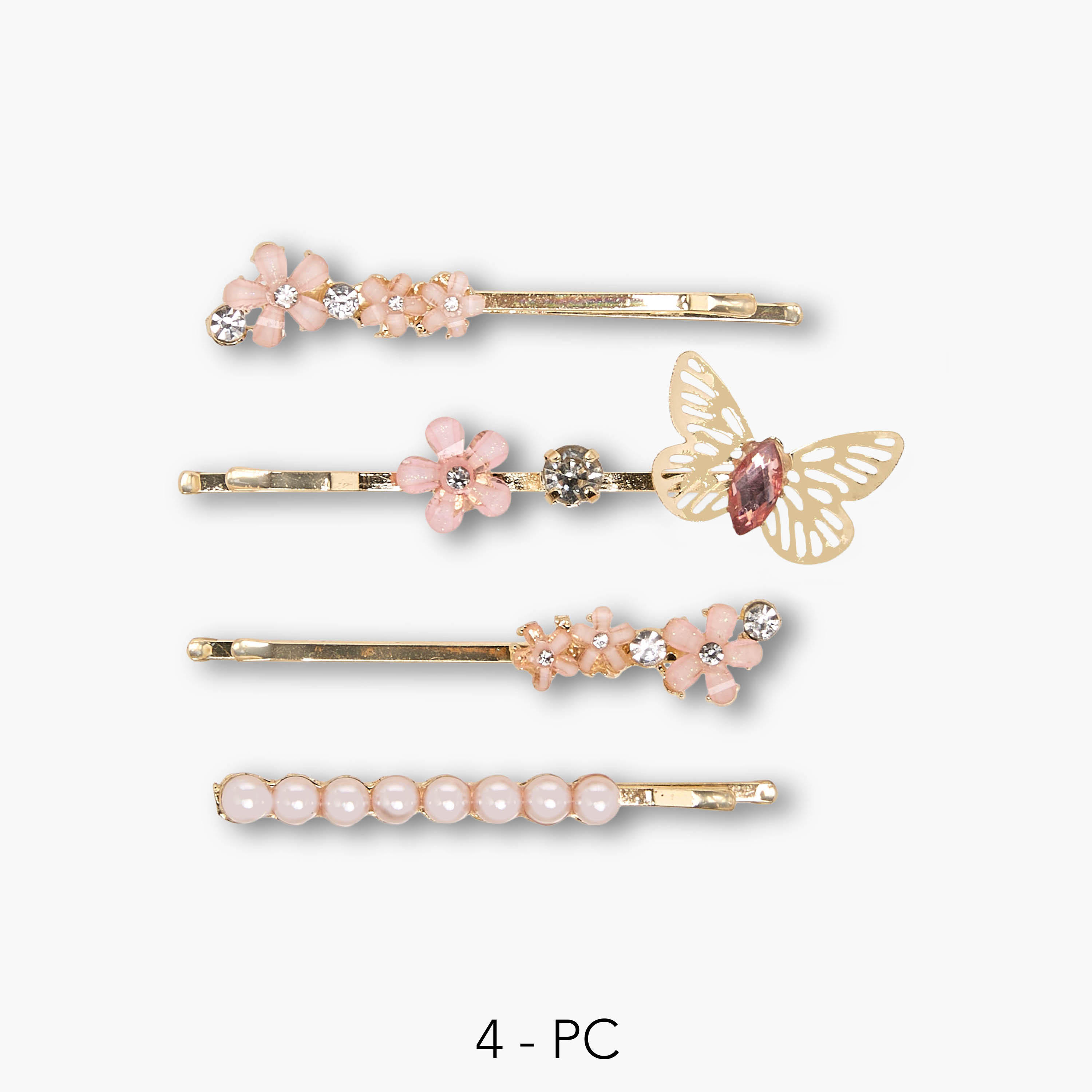 Pack of 4 Flora Bella Hairpin with Studded Design-girls-accessories-hairaccessories-image-1