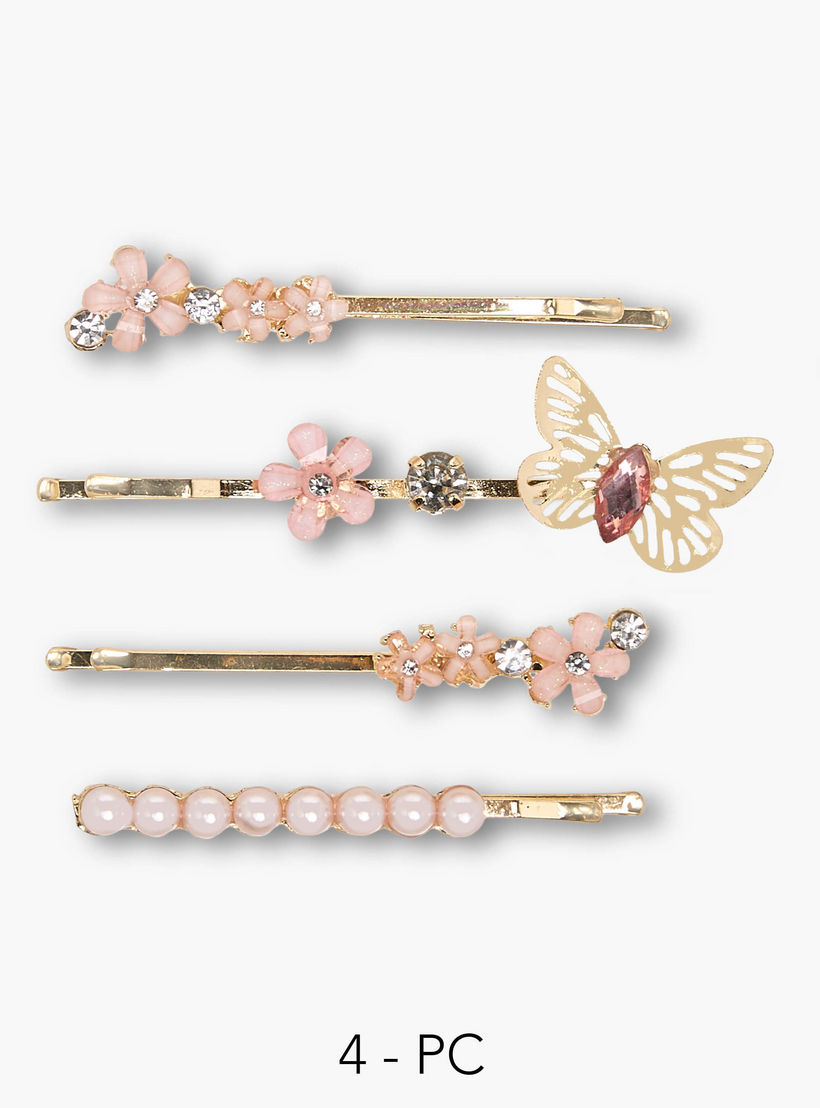 Pack of 4 Flora Bella Hairpin with Studded Design-girls-accessories-hairaccessories-image-1