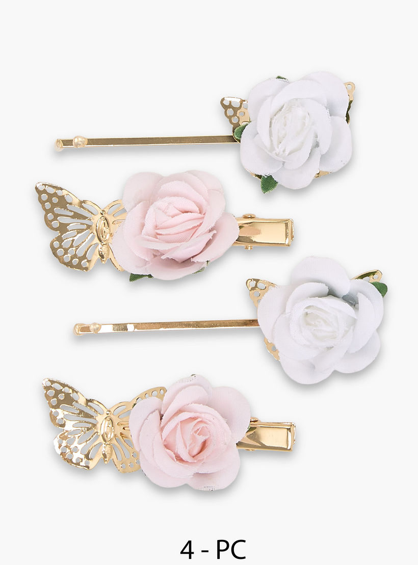Pack of 4 Flora Bella Hair Clip and Hairpin with Floral Butterfly Accent-girls-accessories-hairaccessories-image-1