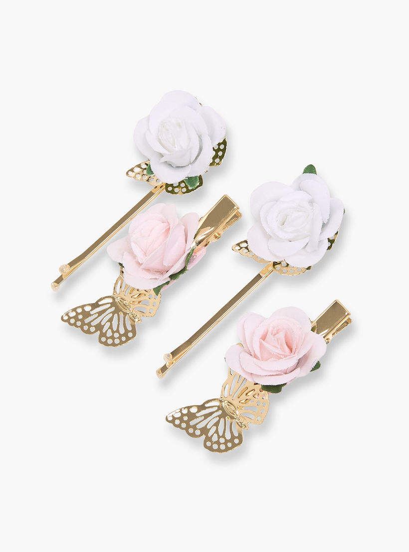 Pack of 4 Flora Bella Hair Clip and Hairpin with Floral Butterfly Accent-girls-accessories-hairaccessories-image-2