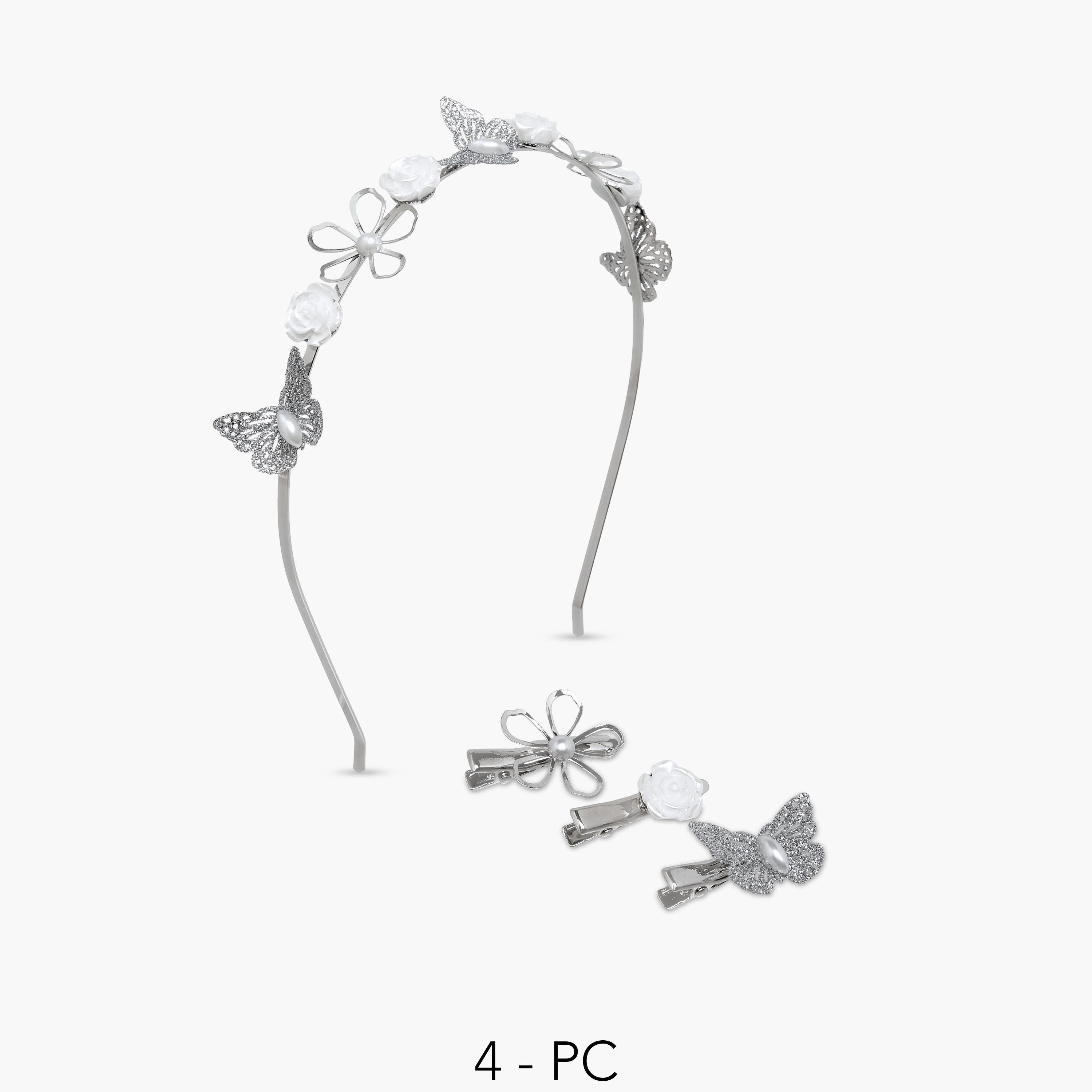 Pack of 4 Flora Bella Hairband and Hair Clip with Embellished Detail-girls-accessories-hairaccessories-image-1