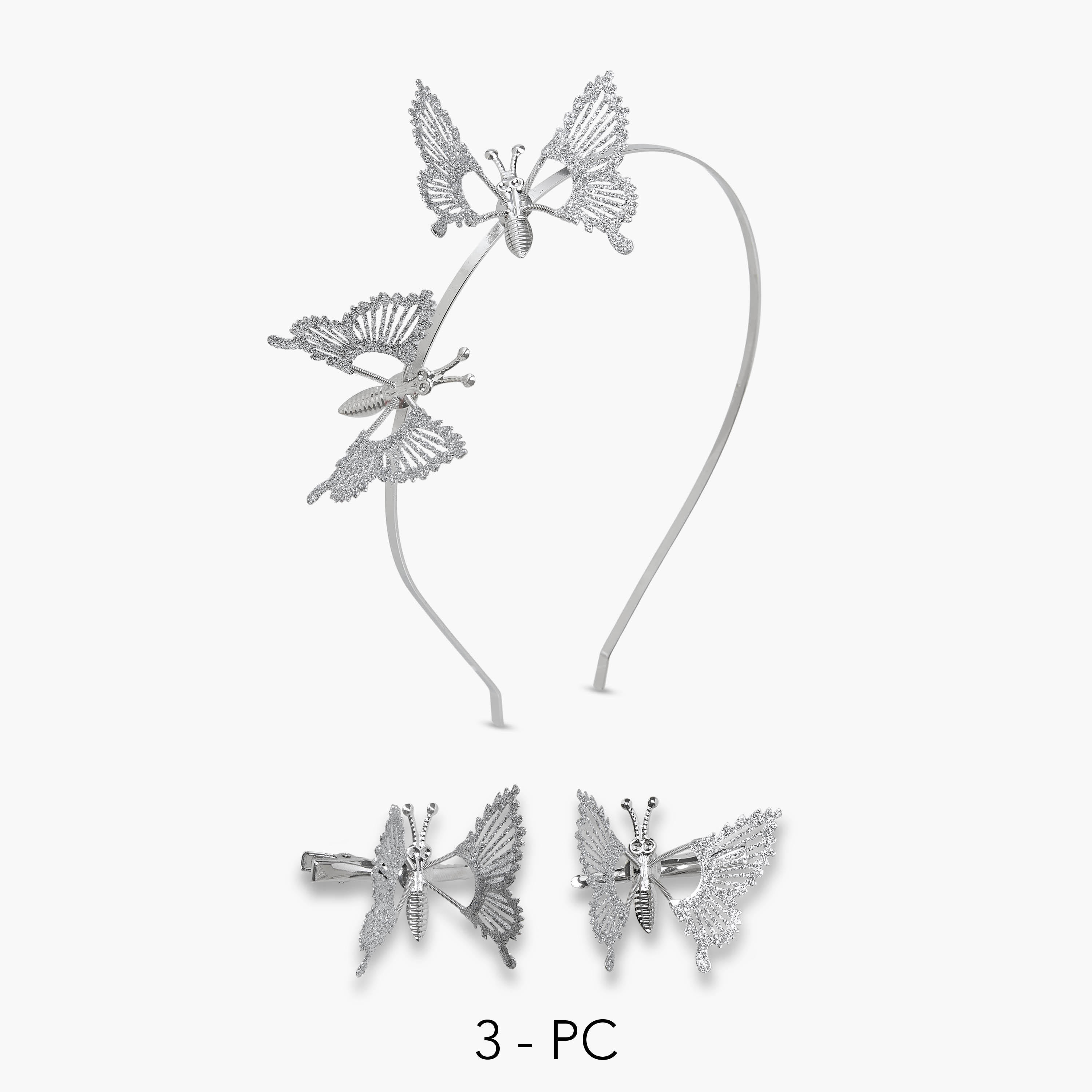Pack of 3 Flora Bella Hairband and Hair Clip with Butterfly Embellishment-girls-accessories-hairaccessories-image-1