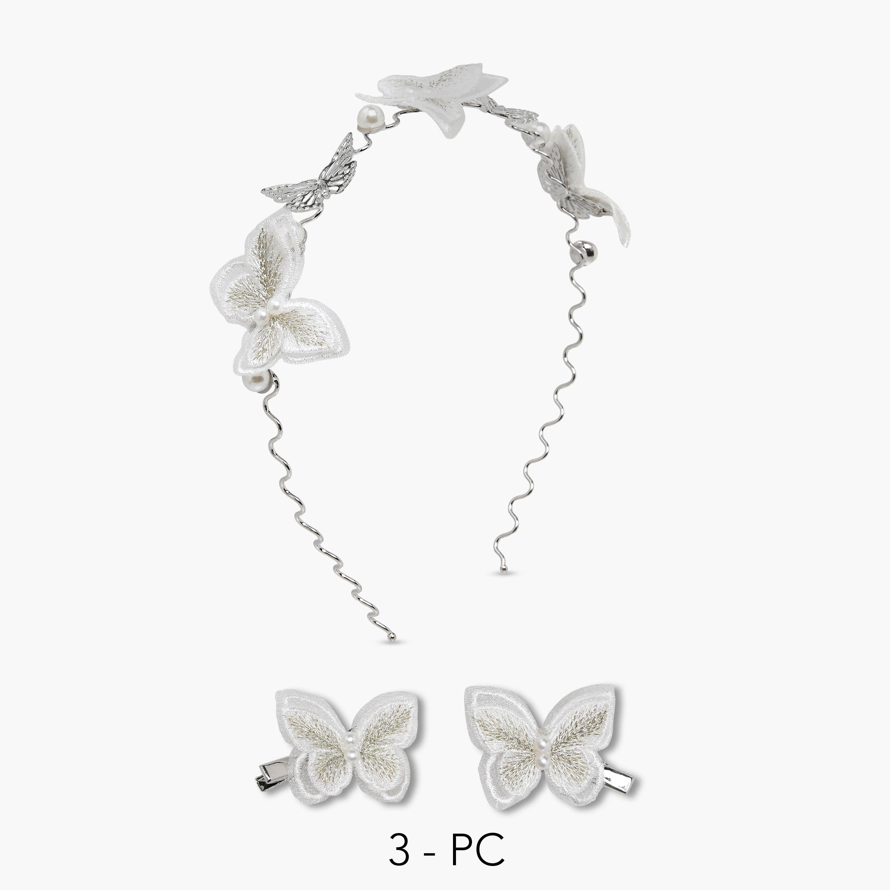 Pack of 3 Flora Bella Hairband and Hair Clip with Butterfly Embellishment-girls-accessories-hairaccessories-image-1