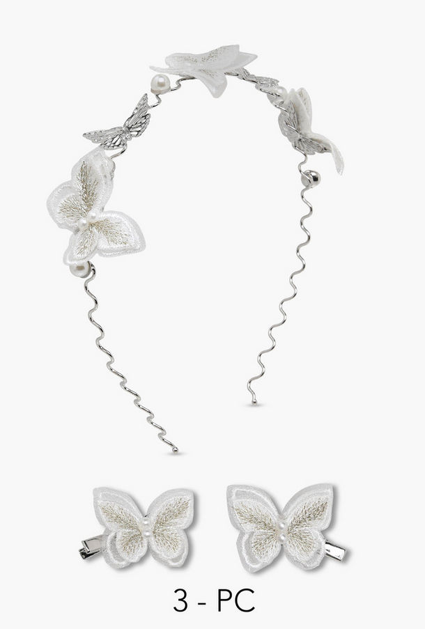 Pack of 3 Flora Bella Hairband and Hair Clip with Butterfly Embellishment-girls-accessories-image-1