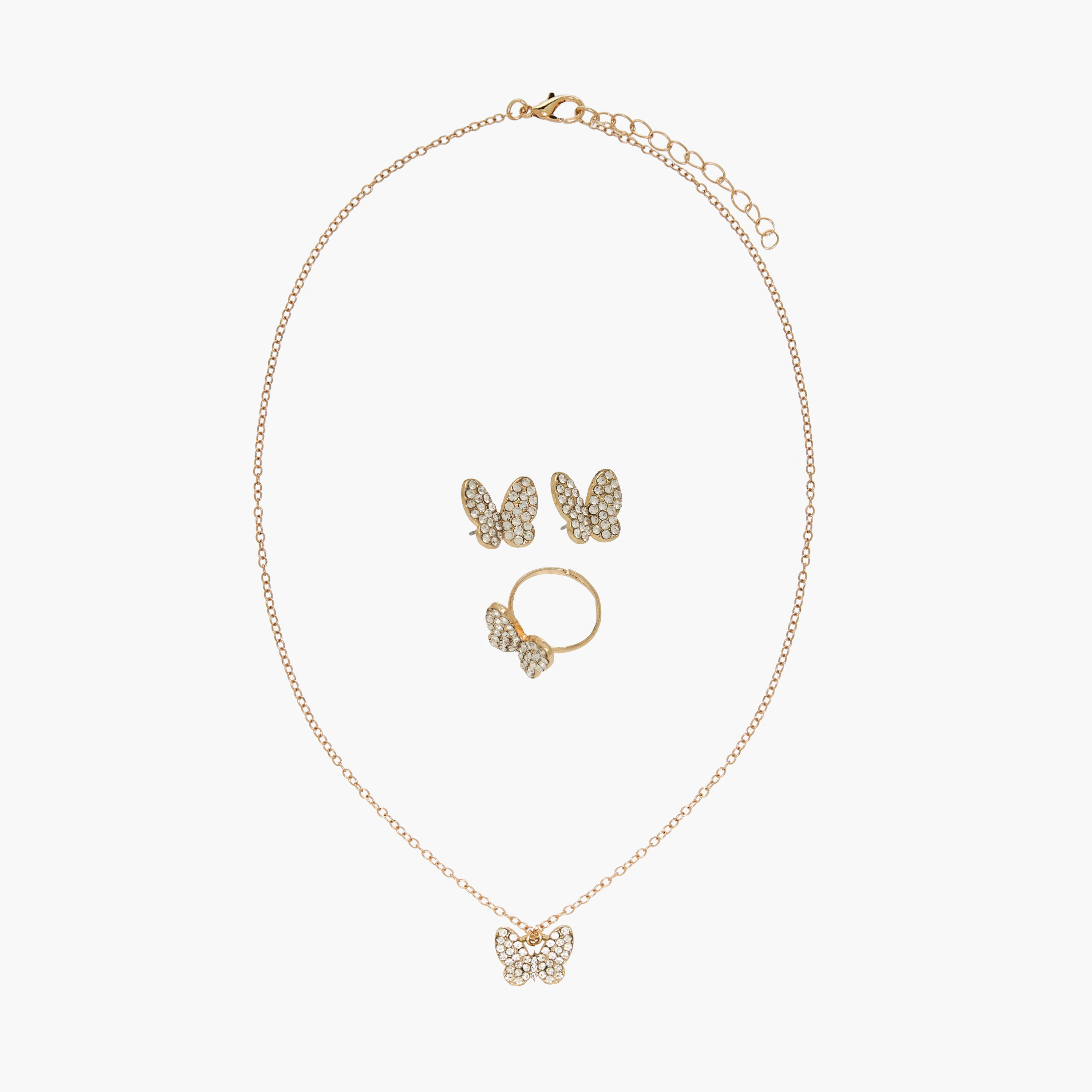 Set of 3 Flora Bella Jewellery Set with Embellished Butterfly Design-girls-accessories-jewellery-image-1