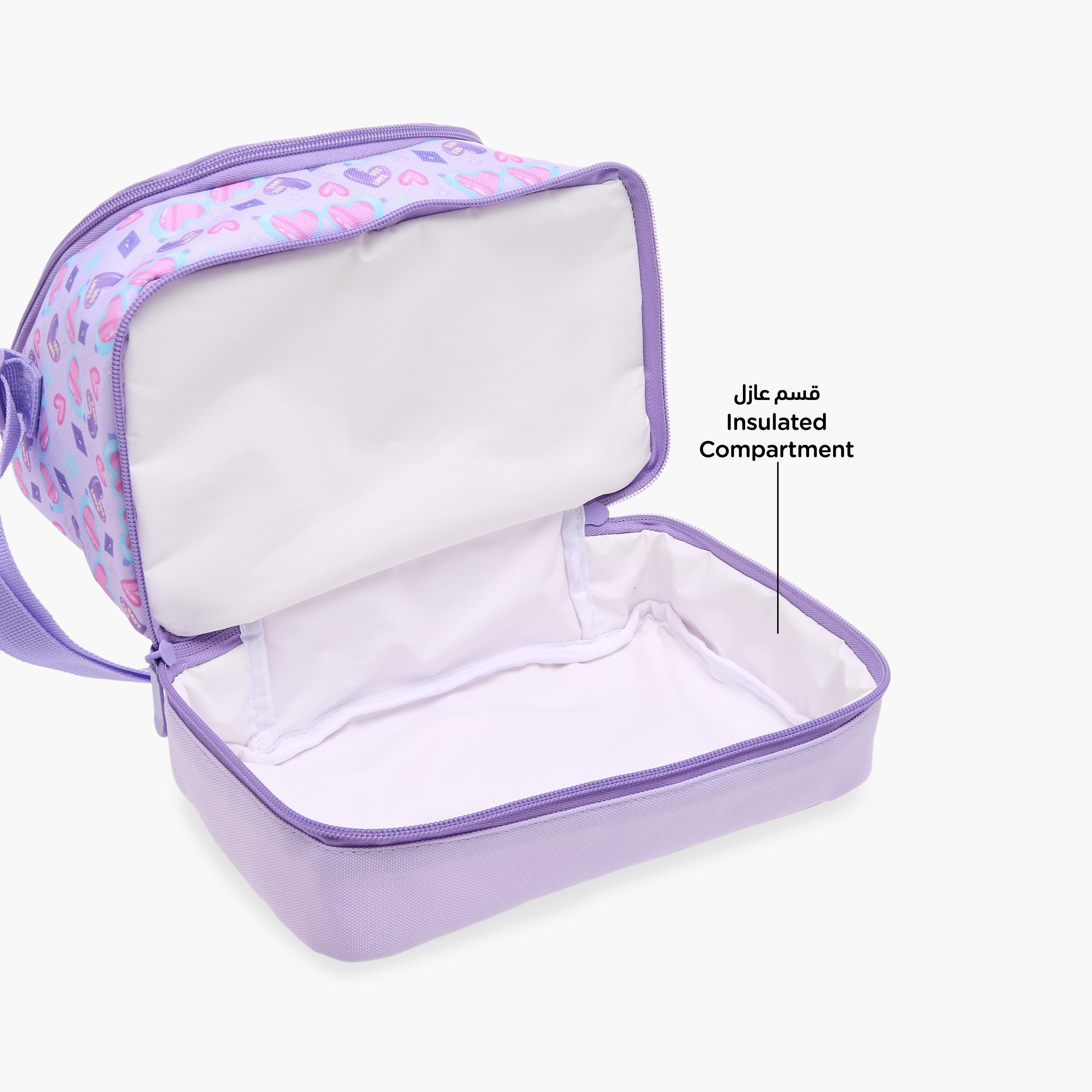 Flora Bella Heart Print Lunch Bag with Zip Closure-school-lunchessentials-lunchbags-image-4