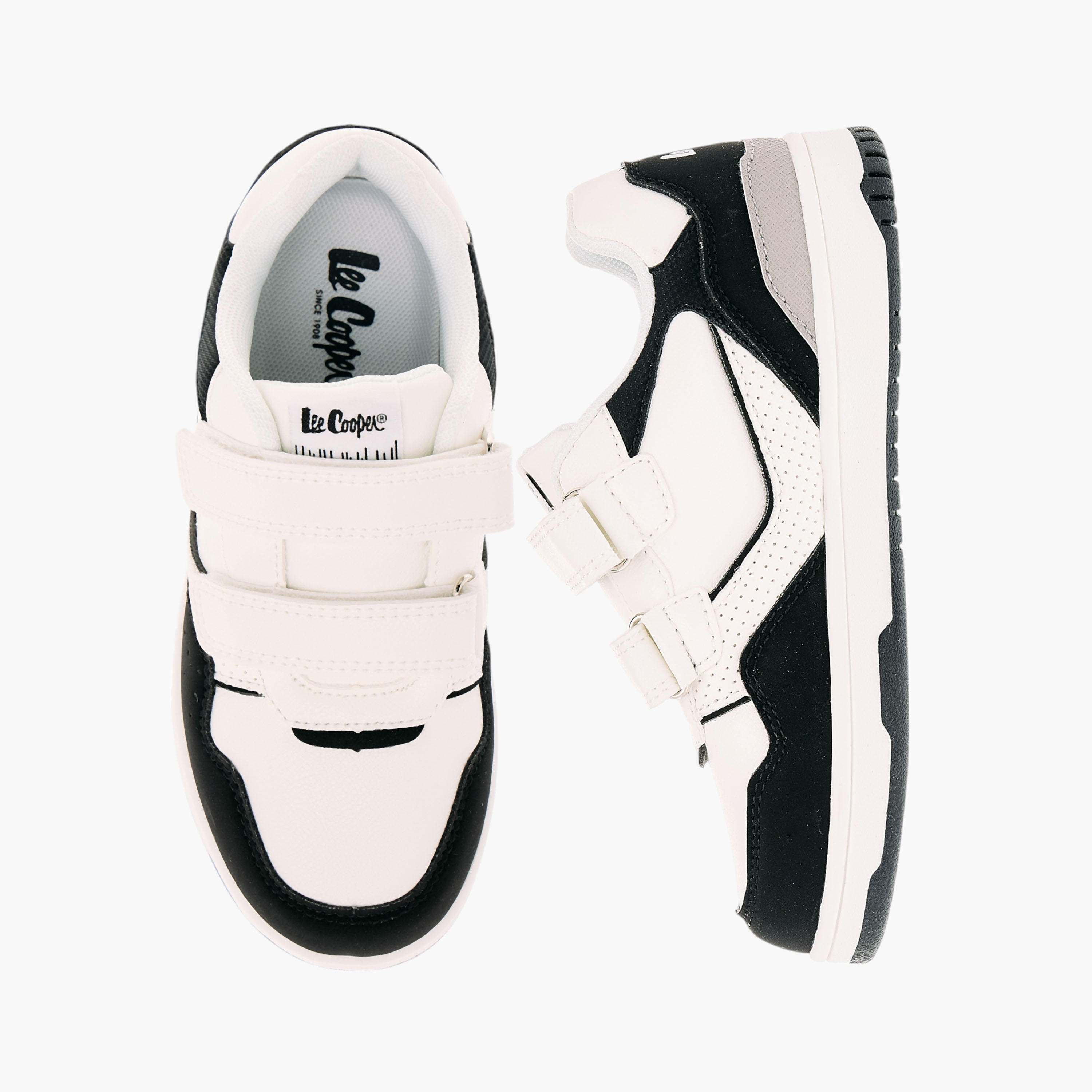 Lee Cooper Kids' Panelled Low Ankle Sneakers with Hook and Loop Closure-boys-shoes-schoolshoes-image-1
