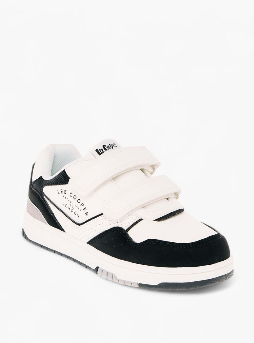 Lee Cooper Kids' Panelled Low Ankle Sneakers with Hook and Loop Closure-boys-shoes-schoolshoes-image-2