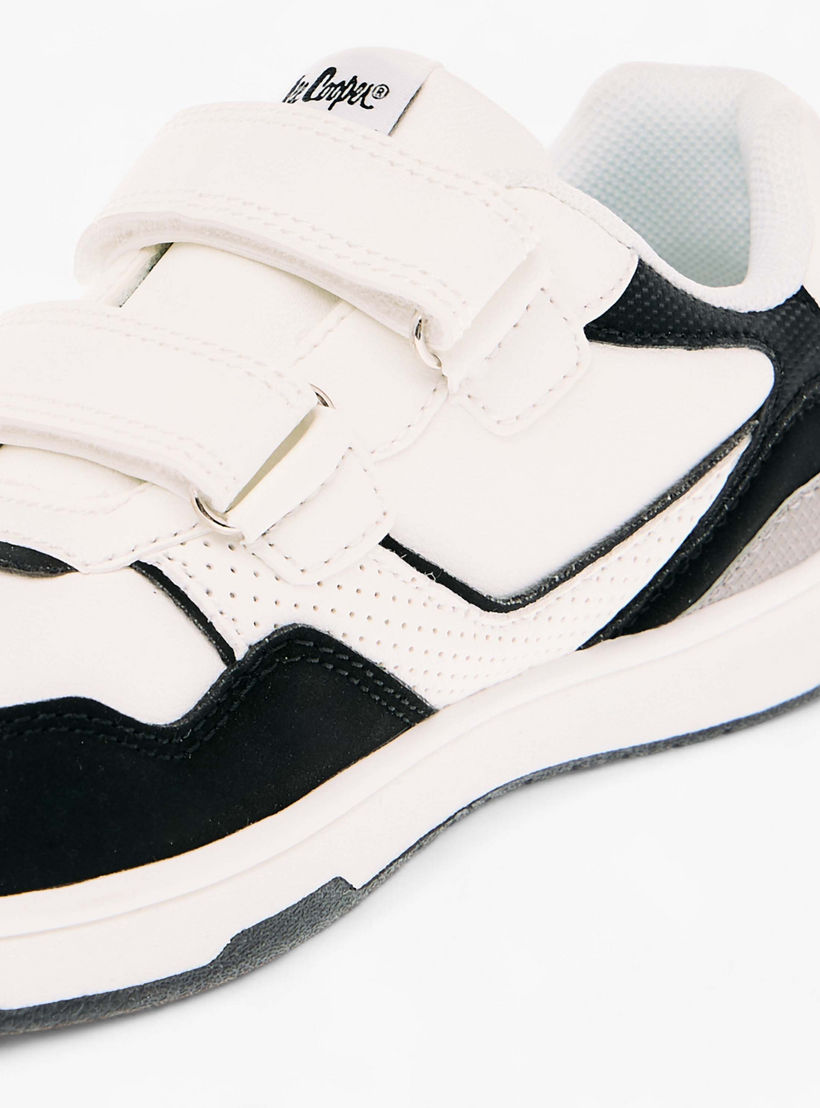 Lee Cooper Kids' Panelled Low Ankle Sneakers with Hook and Loop Closure-boys-shoes-schoolshoes-image-4