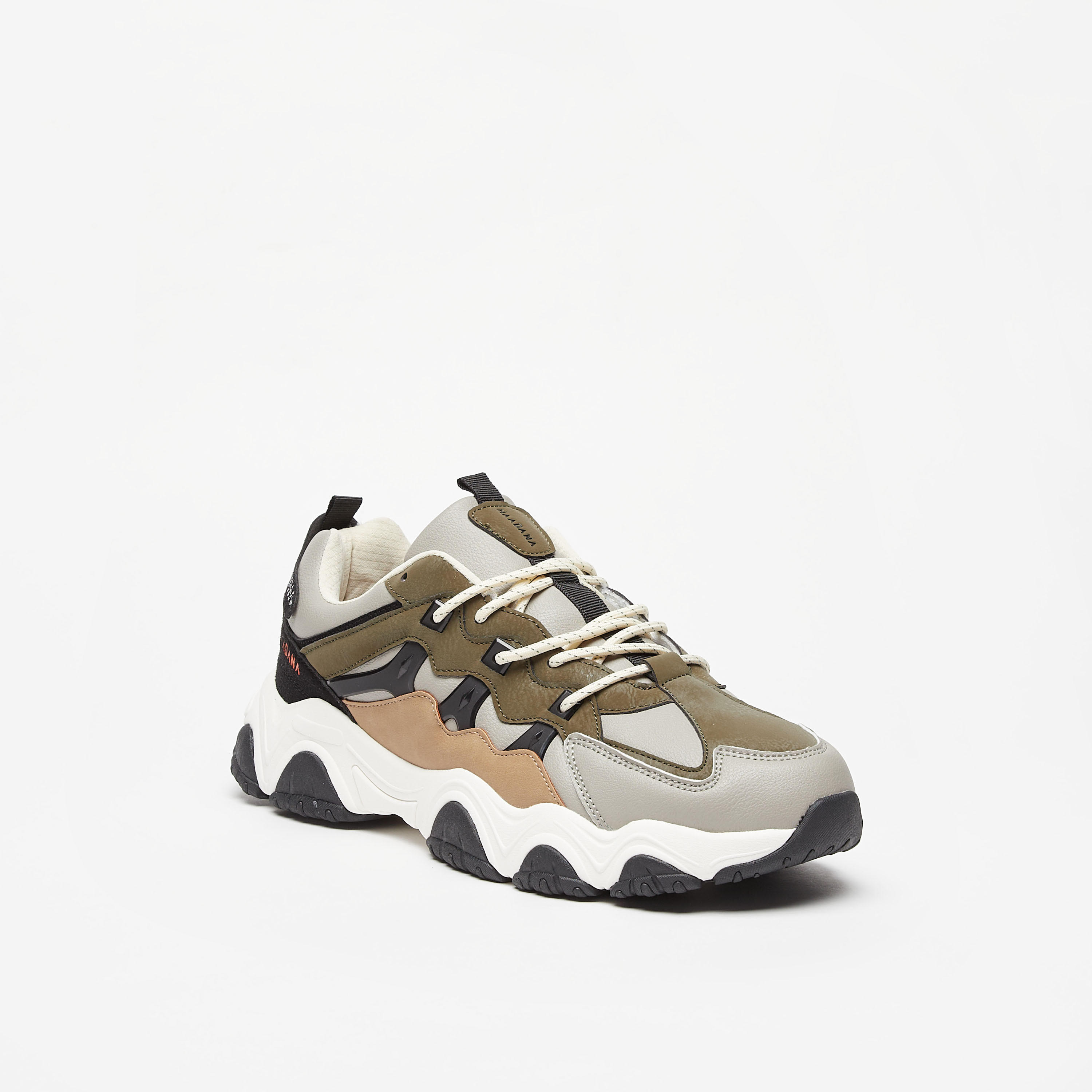 حذاء سنيكرز بقوالب ملونة وكاحل منخفض ورباط إغلاق من هادانا-men-shoes-sneakers-image-1
