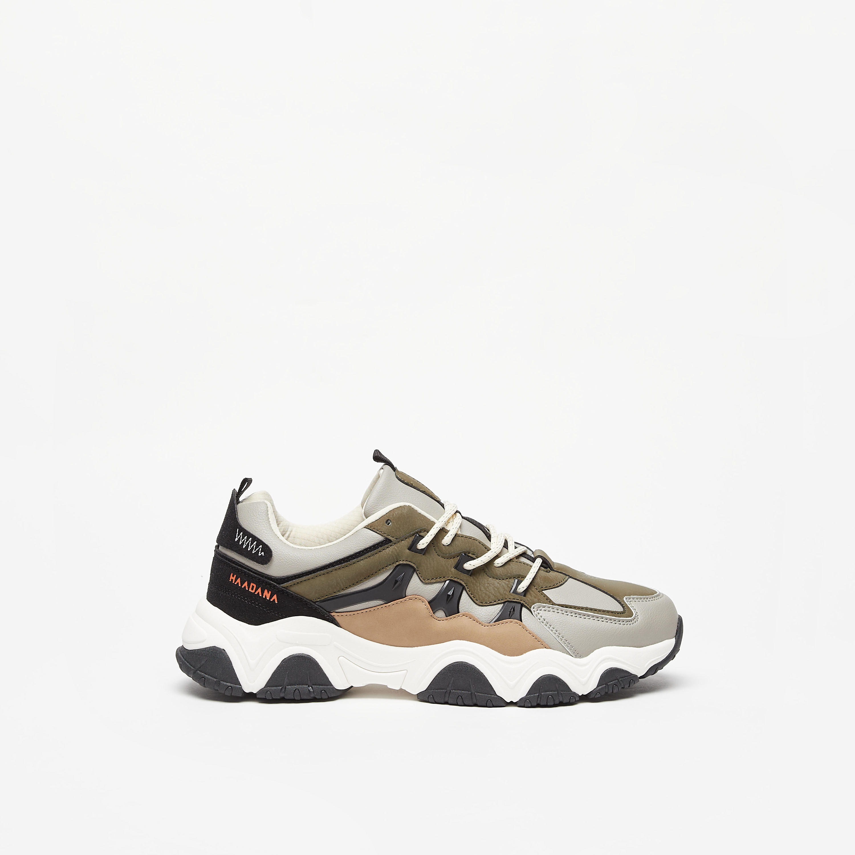 حذاء سنيكرز بقوالب ملونة وكاحل منخفض ورباط إغلاق من هادانا-men-shoes-sneakers-image-3