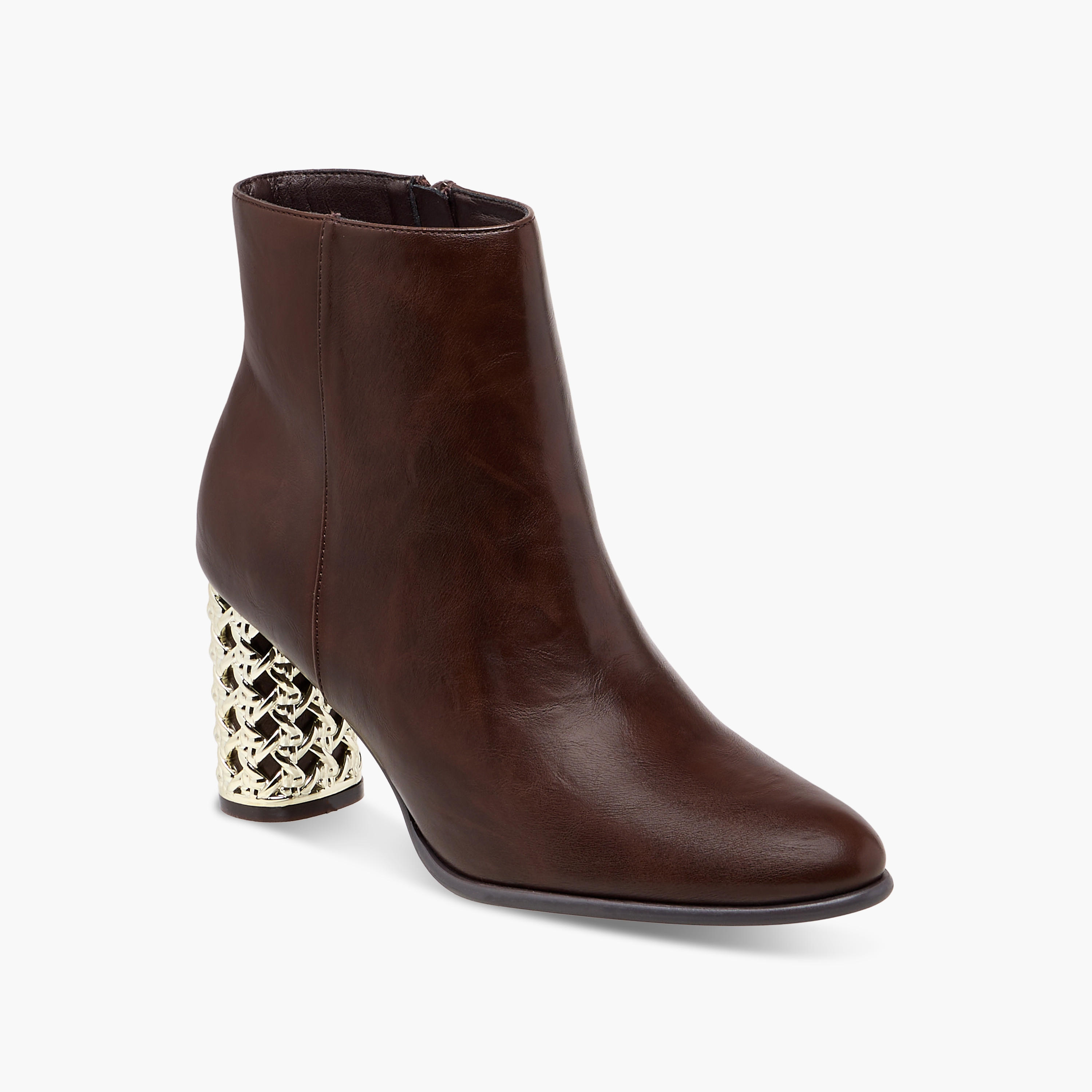 Flora Bella Solid Ankle Boots with Metallic Block Heels-women-shoes-boots-image-2