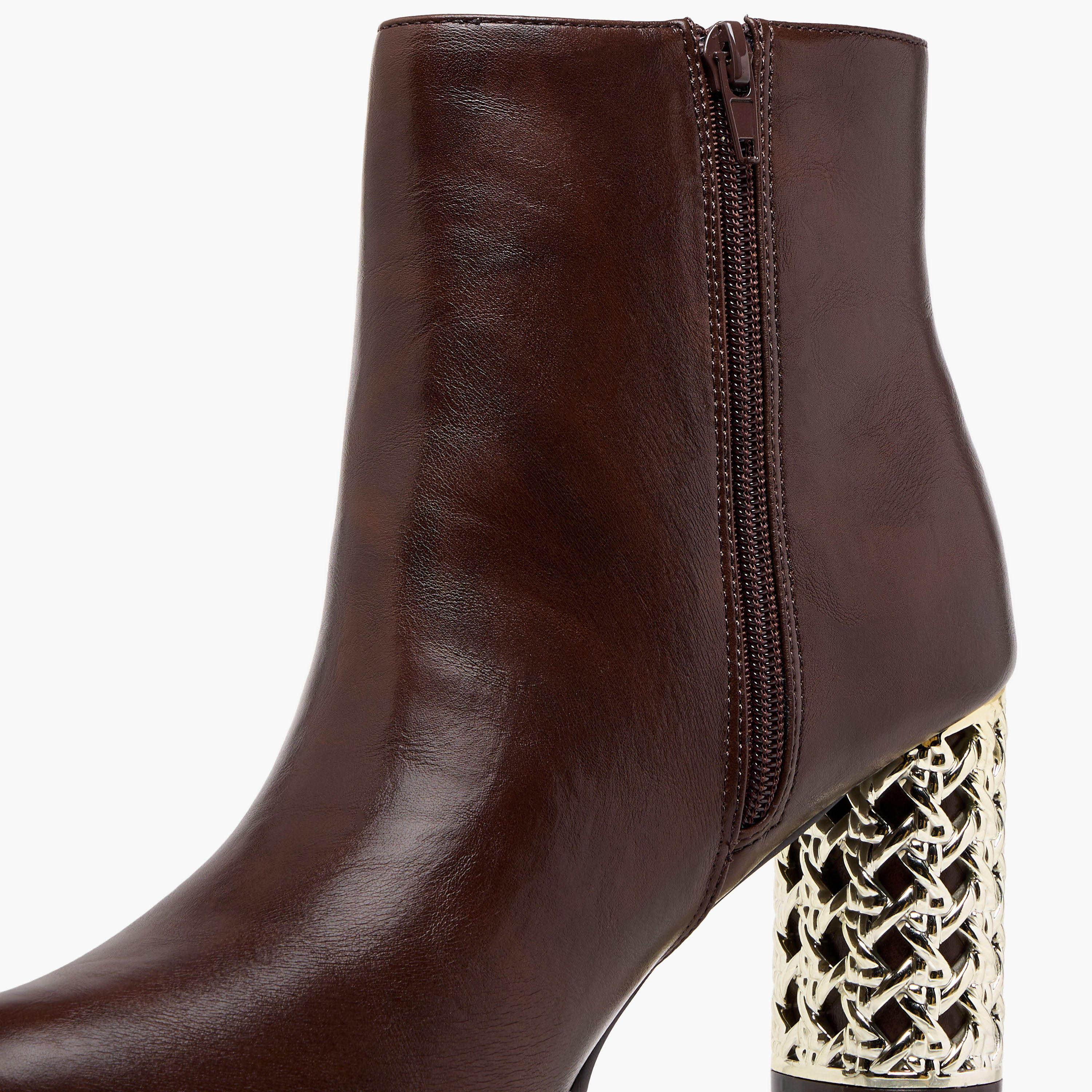 Flora Bella Solid Ankle Boots with Metallic Block Heels-women-shoes-boots-image-4