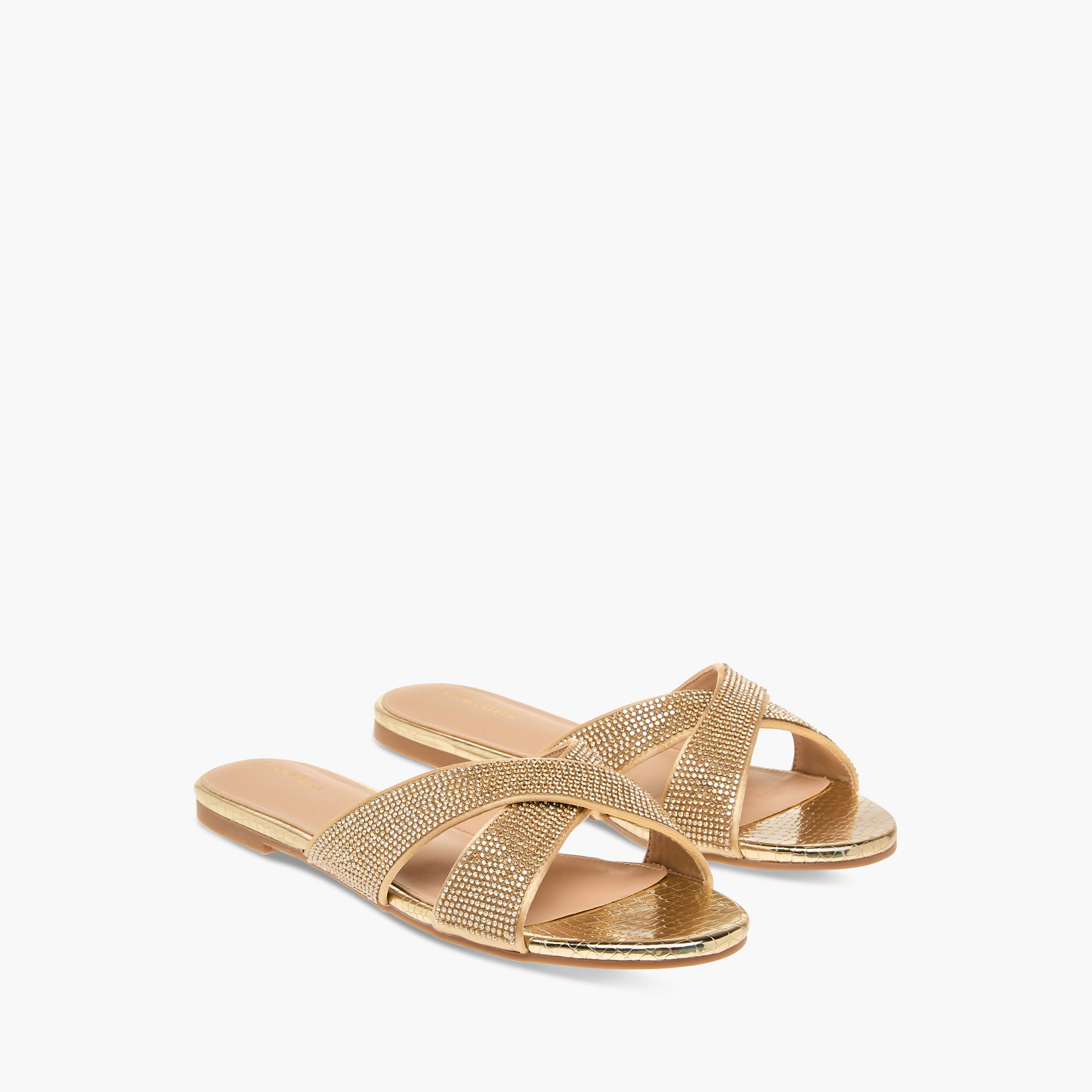 صندل مسطّح مزيّن سهل الارتداء بحزام متقاطع من فلورا بيلا-women-shoes-flats-sandals-image-1