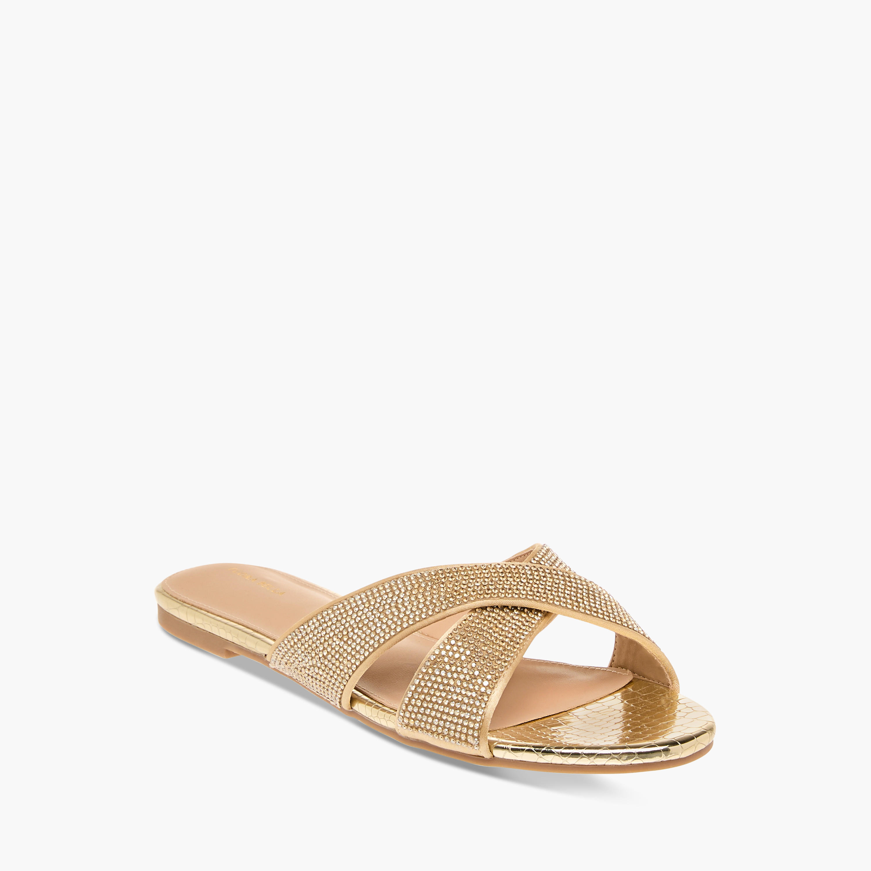 صندل مسطّح مزيّن سهل الارتداء بحزام متقاطع من فلورا بيلا-women-shoes-flats-sandals-image-2