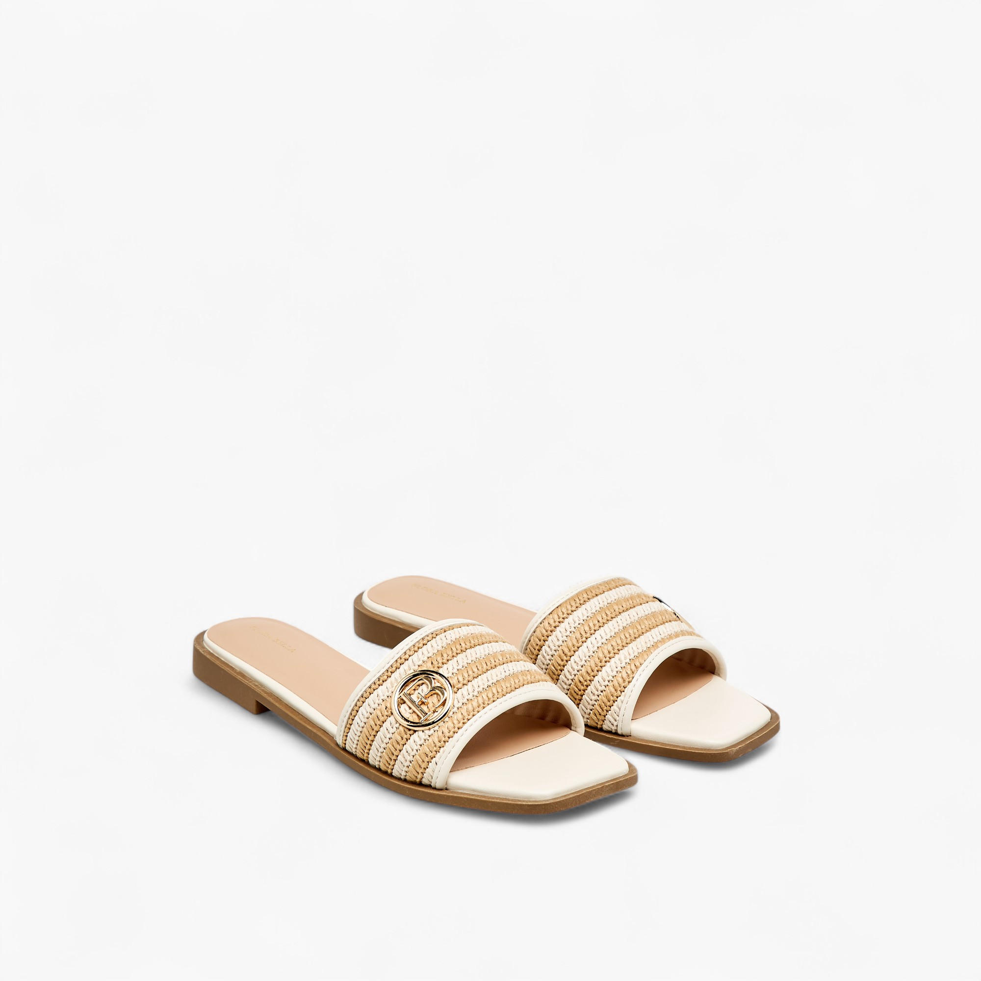 Flora Bella Textured Slip-On Flat Sandals with Metal Accent-women-shoes-flats-sandals-image-1